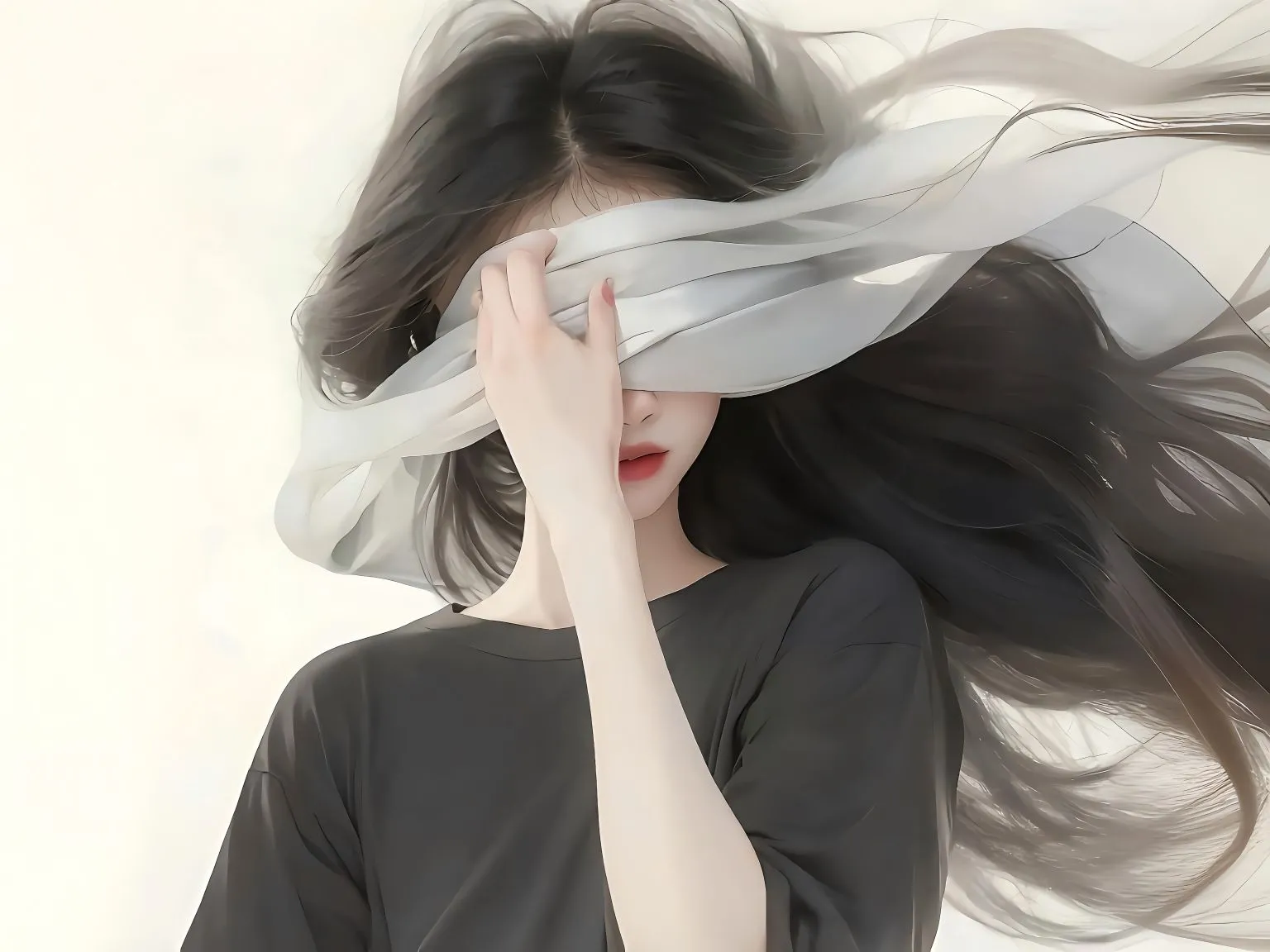 动漫 动漫少女 温柔知性少女 面纱轻掩 壁纸预览