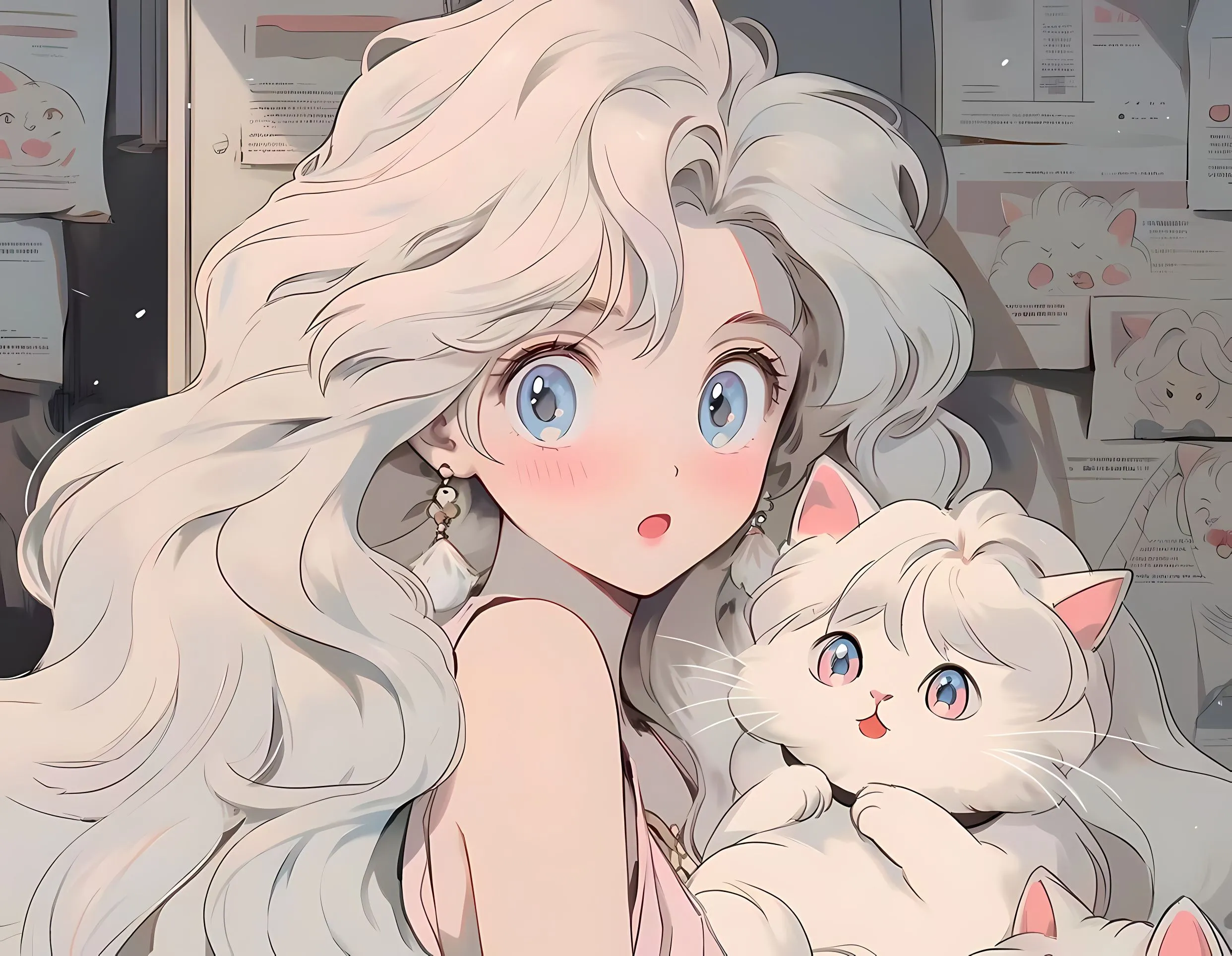 动漫 动漫少女 少女与猫 壁纸预览