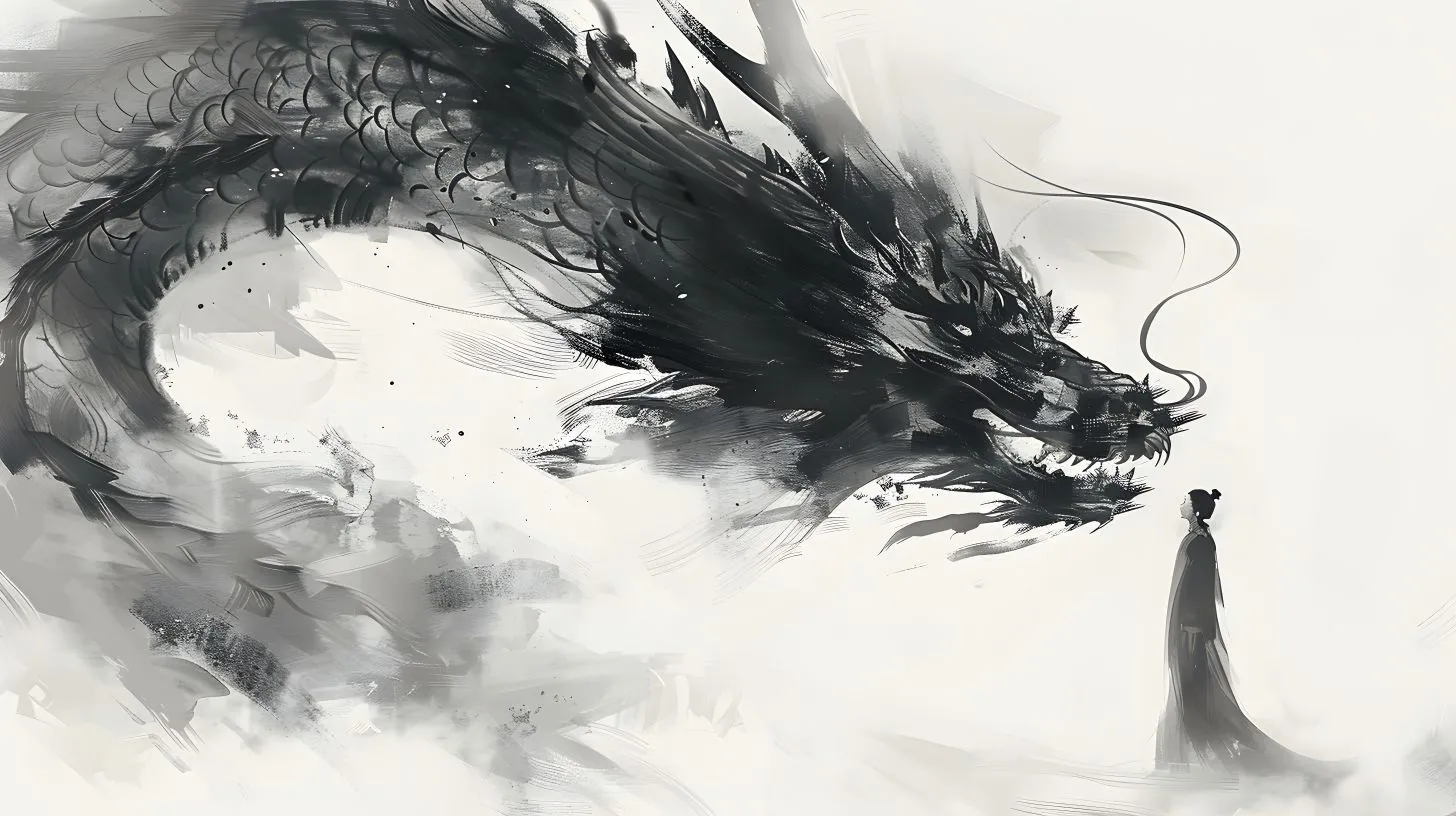 动漫 中国风 龙 水墨画 壁纸预览