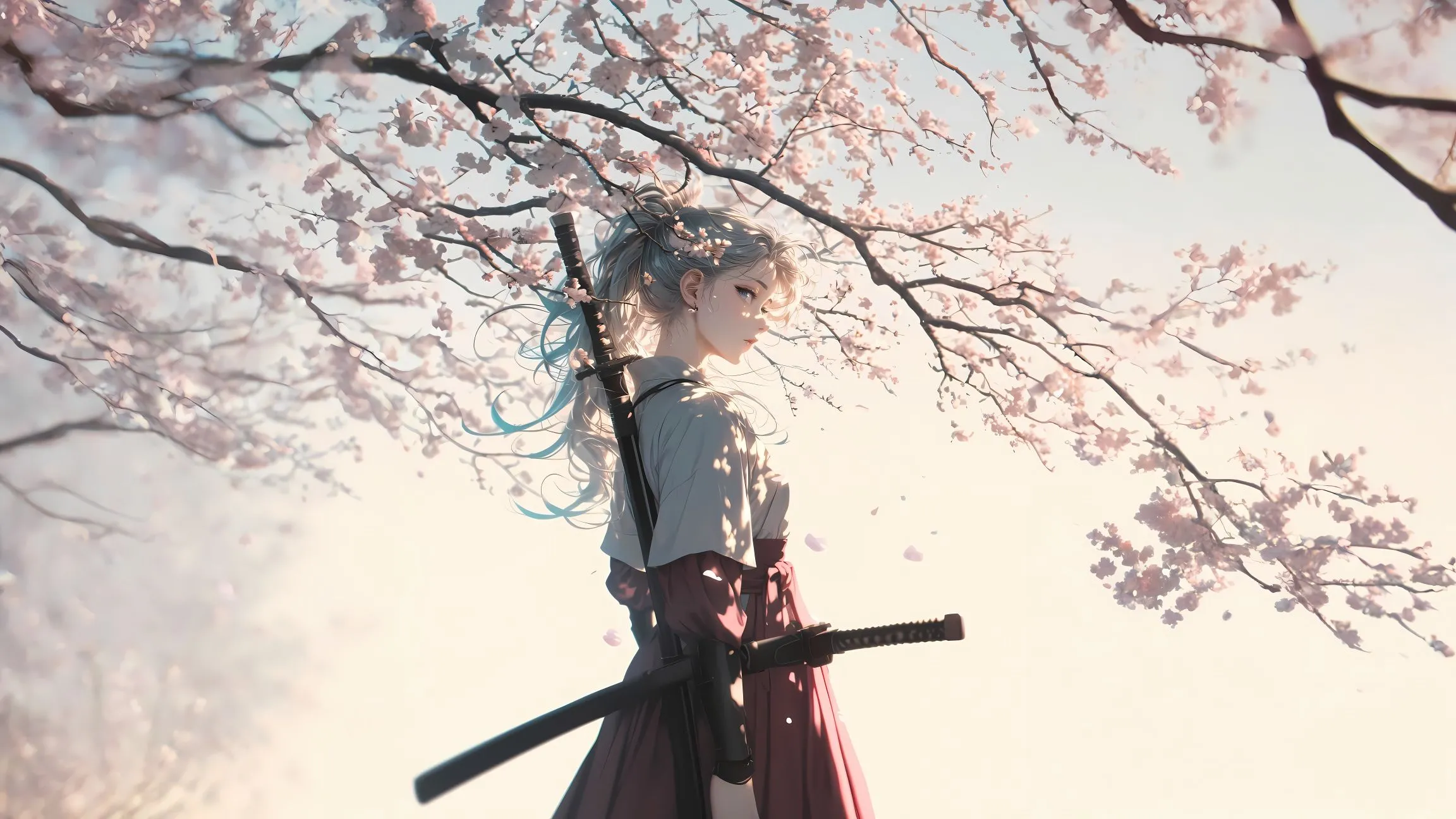 动漫 动漫少女 剑士 樱花少女 壁纸预览
