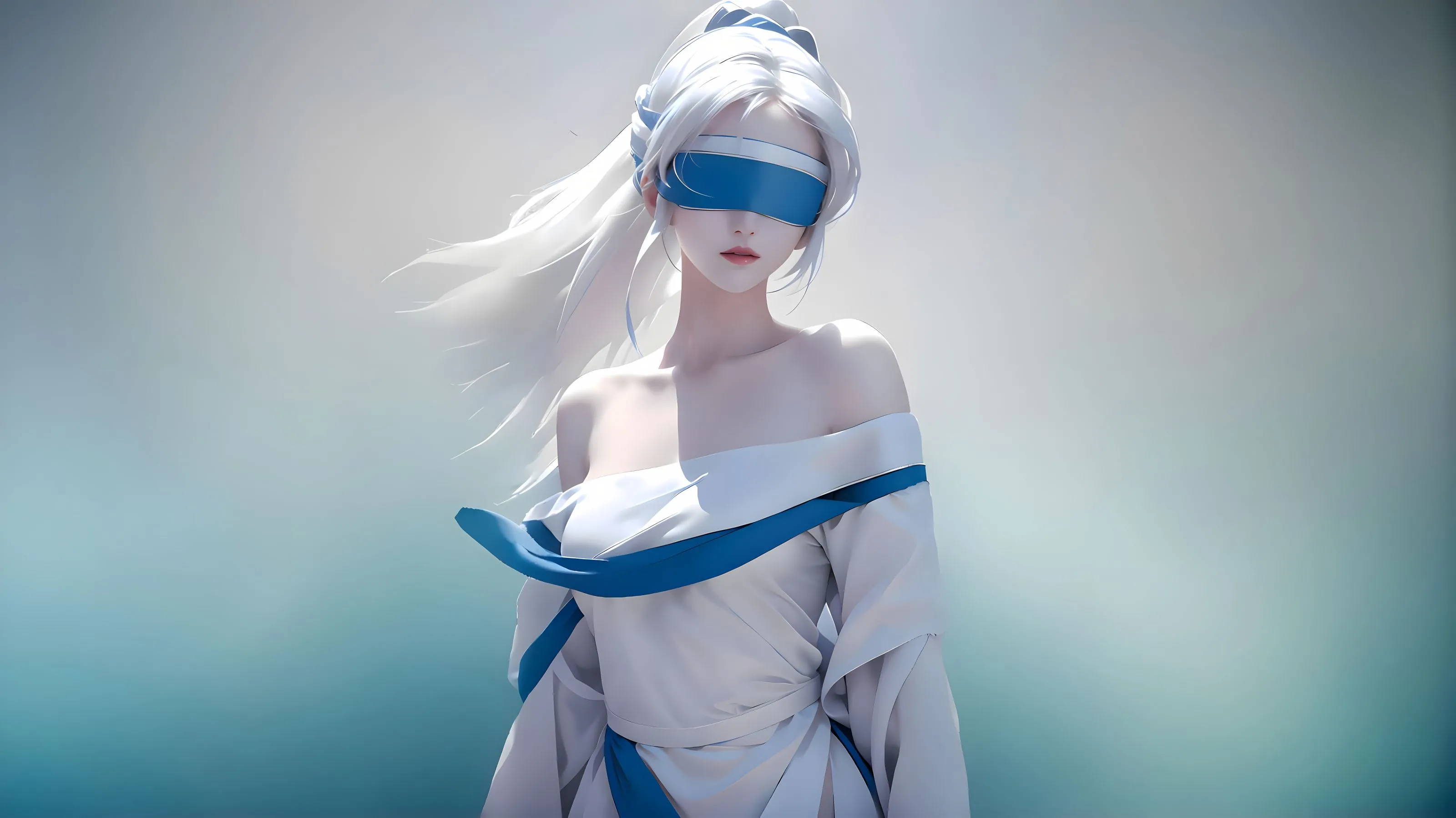 动漫 动漫少女 绝美 白发 蒙眼少女 壁纸预览