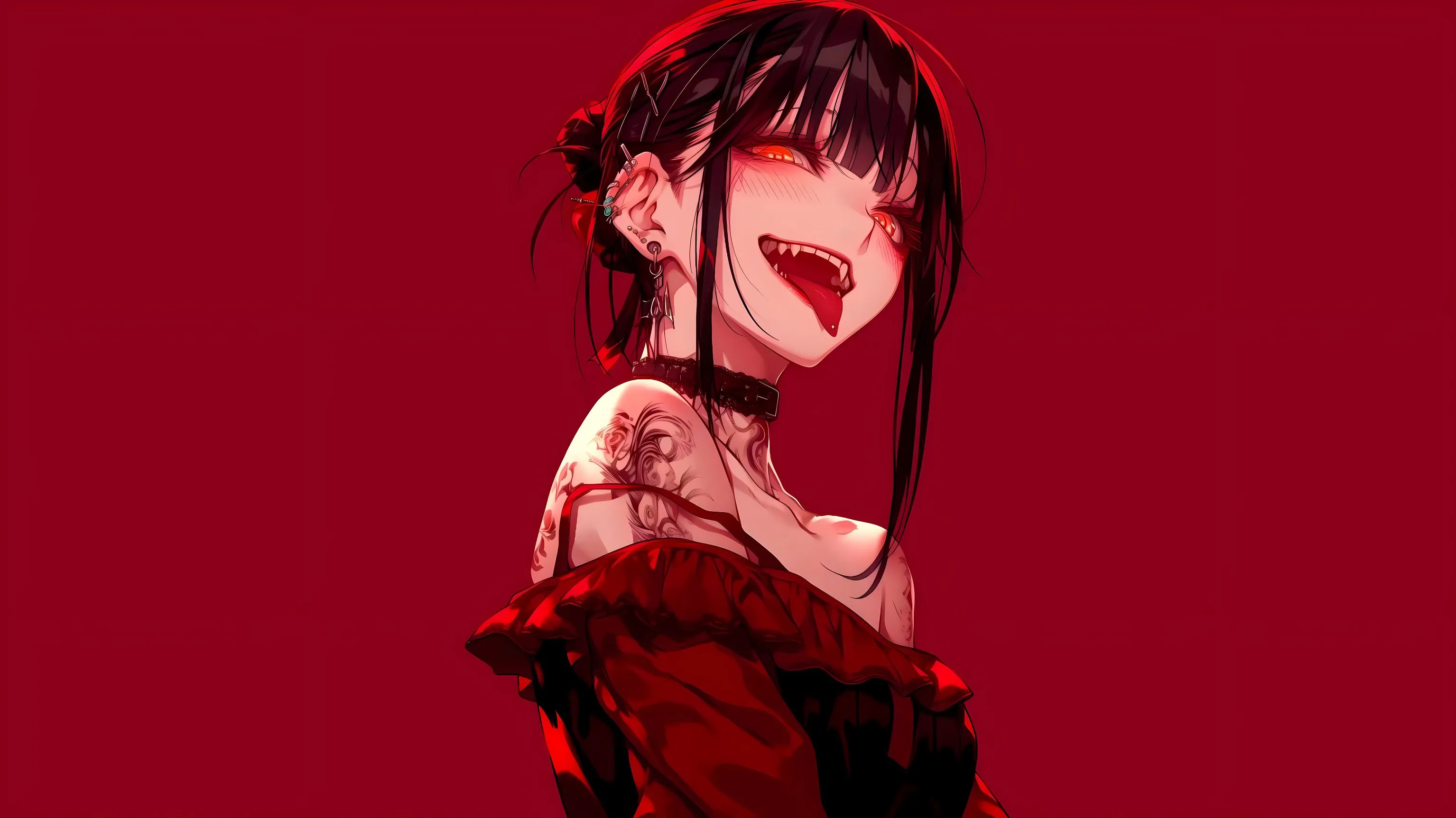动漫 病娇少女 红色少女 动漫少女 壁纸预览
