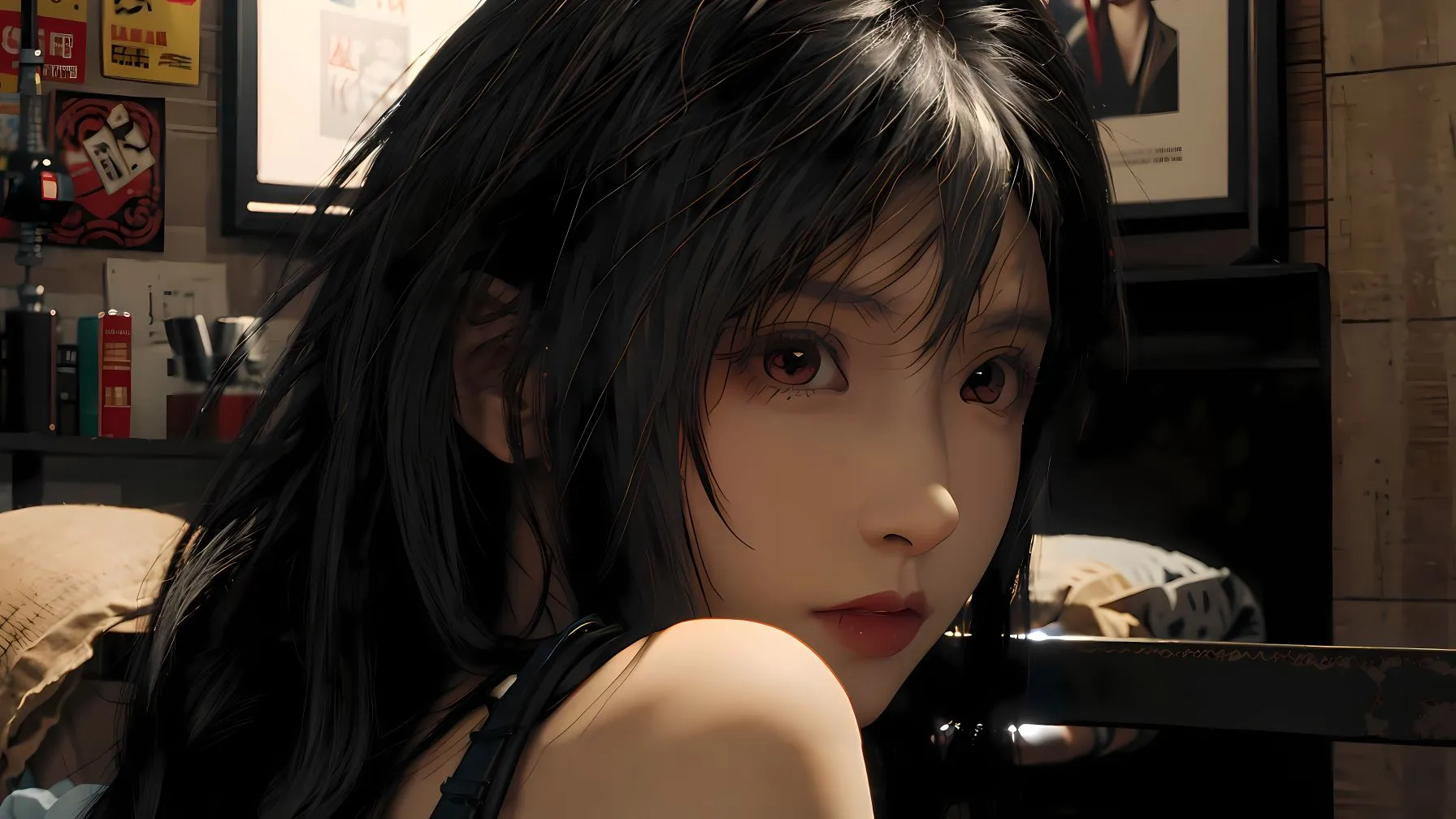 动漫 动漫少女 长发少女 慵懒感 壁纸预览
