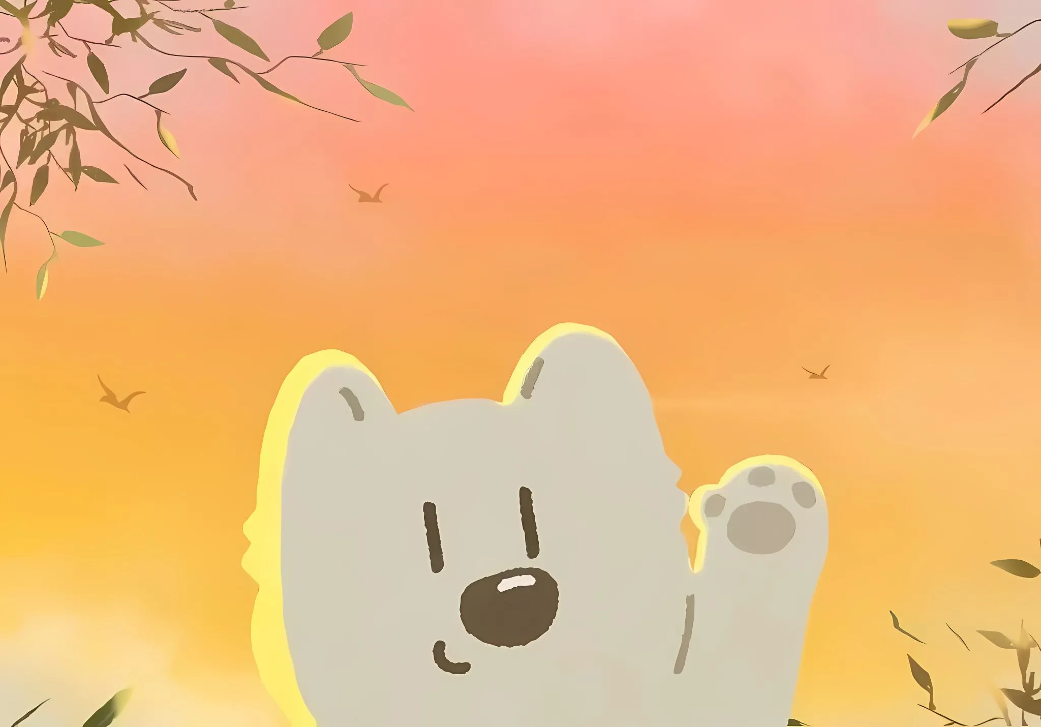 ins风 卡通 可爱 治愈 夕阳下的小熊 壁纸预览