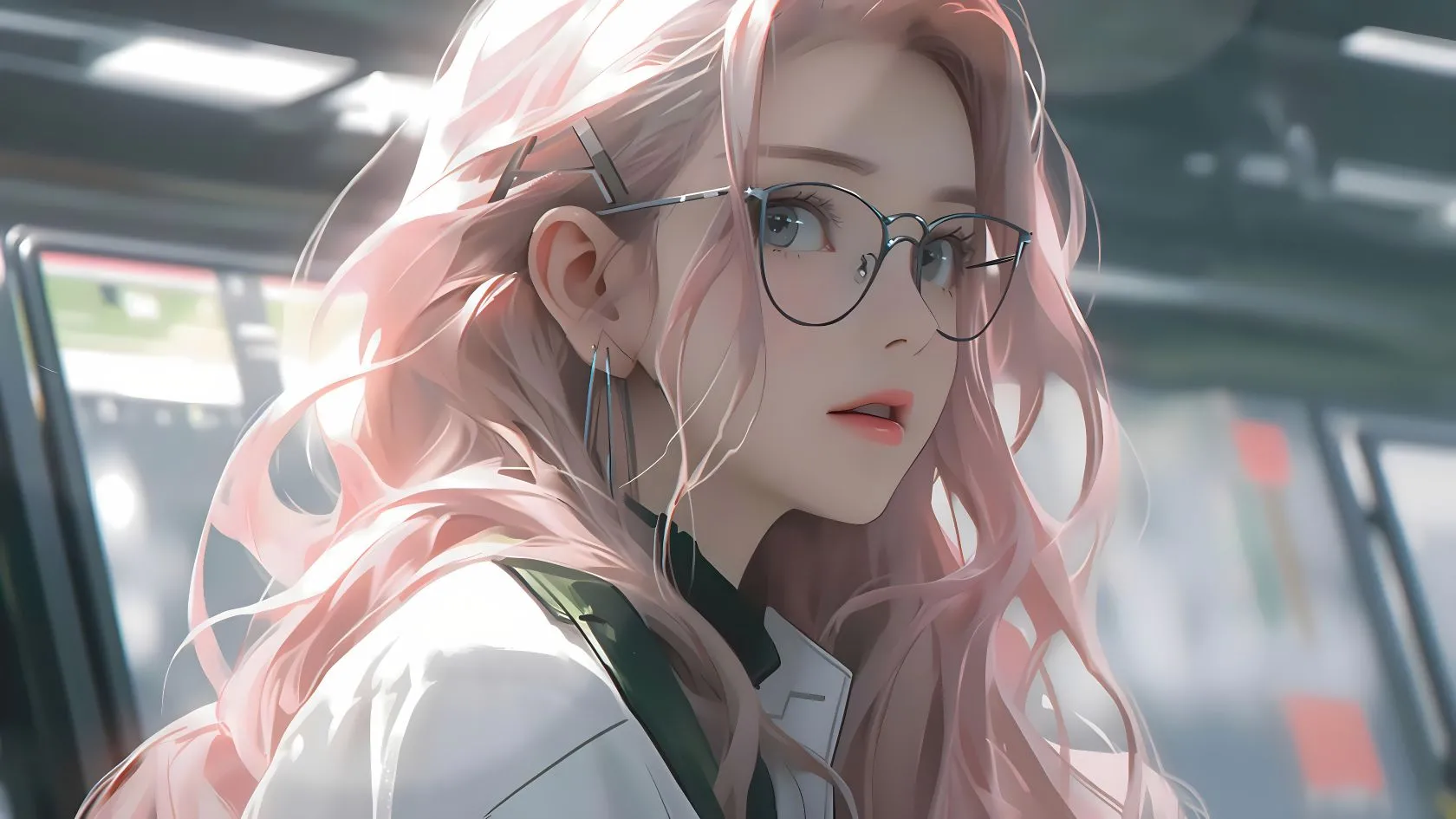 动物 美女 温柔知性少女 粉发少女 壁纸预览