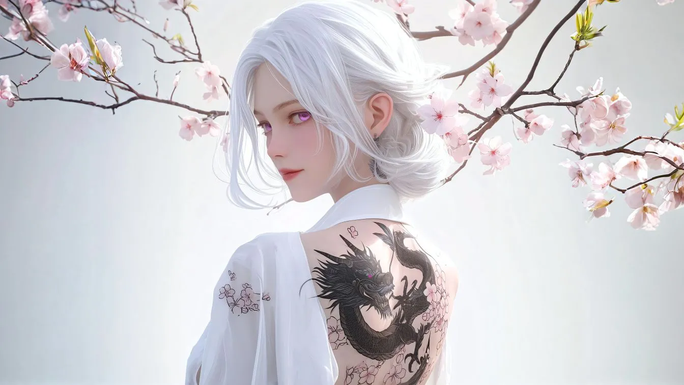 动漫 二次元 红唇白发少女 壁纸预览