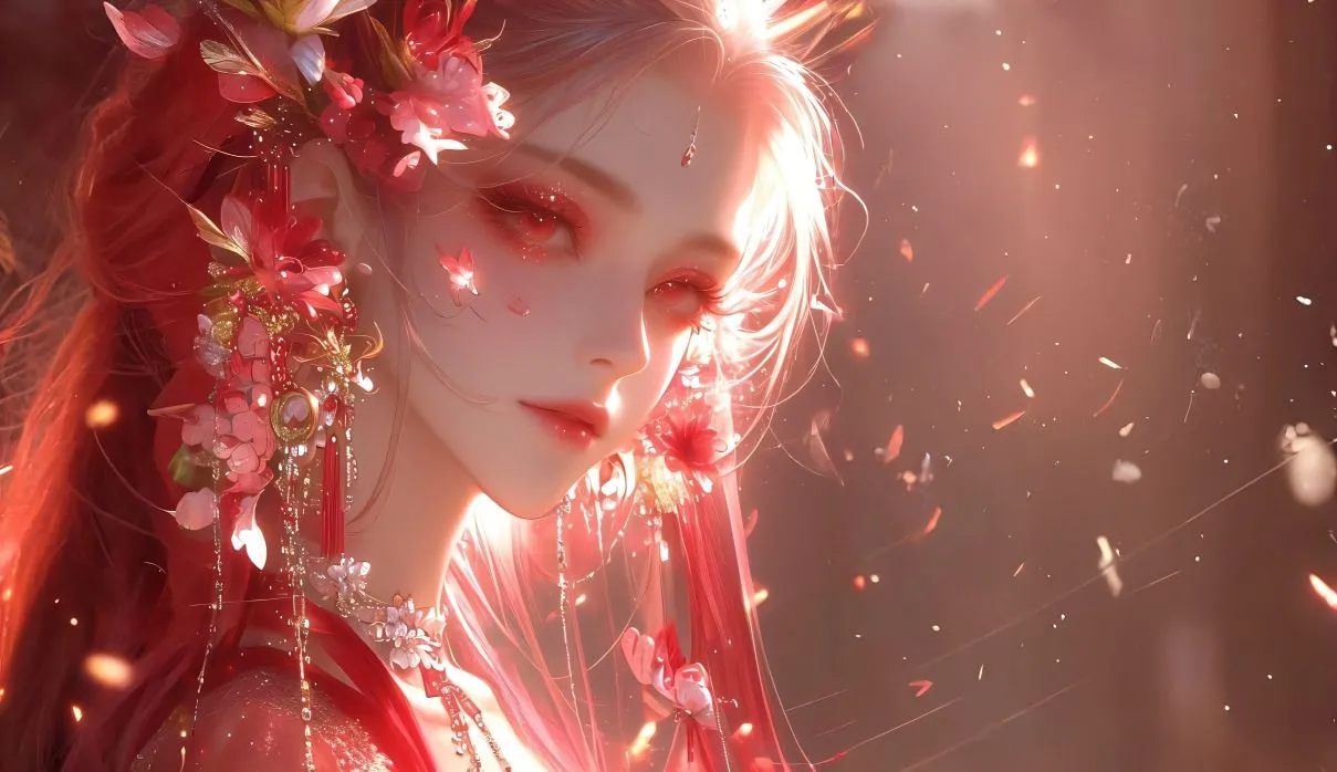 动漫 古风少女 红妆 壁纸预览