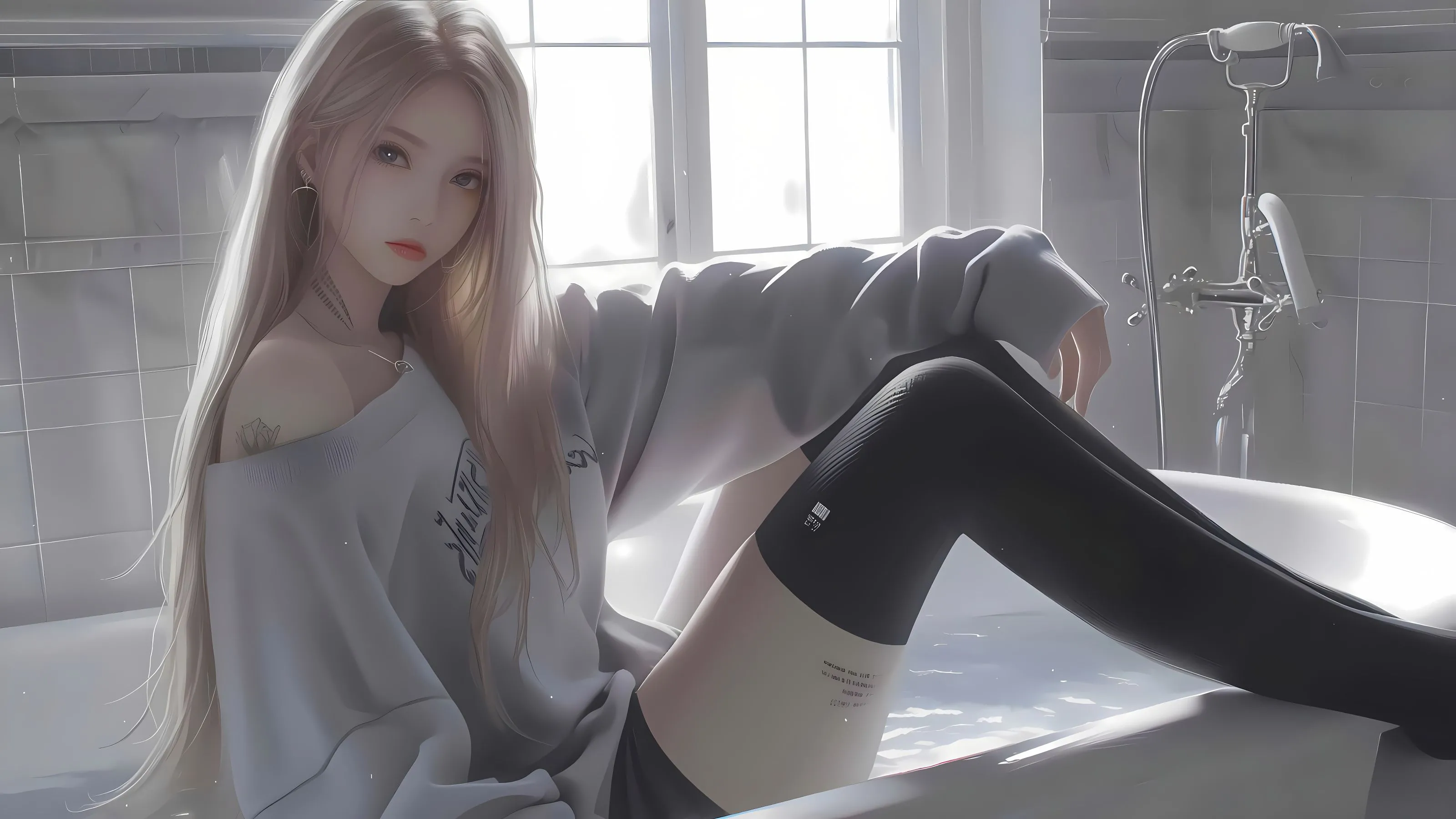 动漫 黑丝少女 性感 壁纸预览