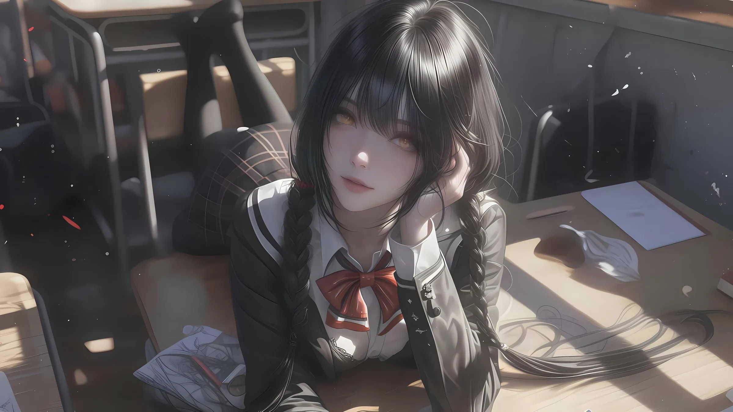 动漫 JK制服少女 黑丝少女 壁纸预览