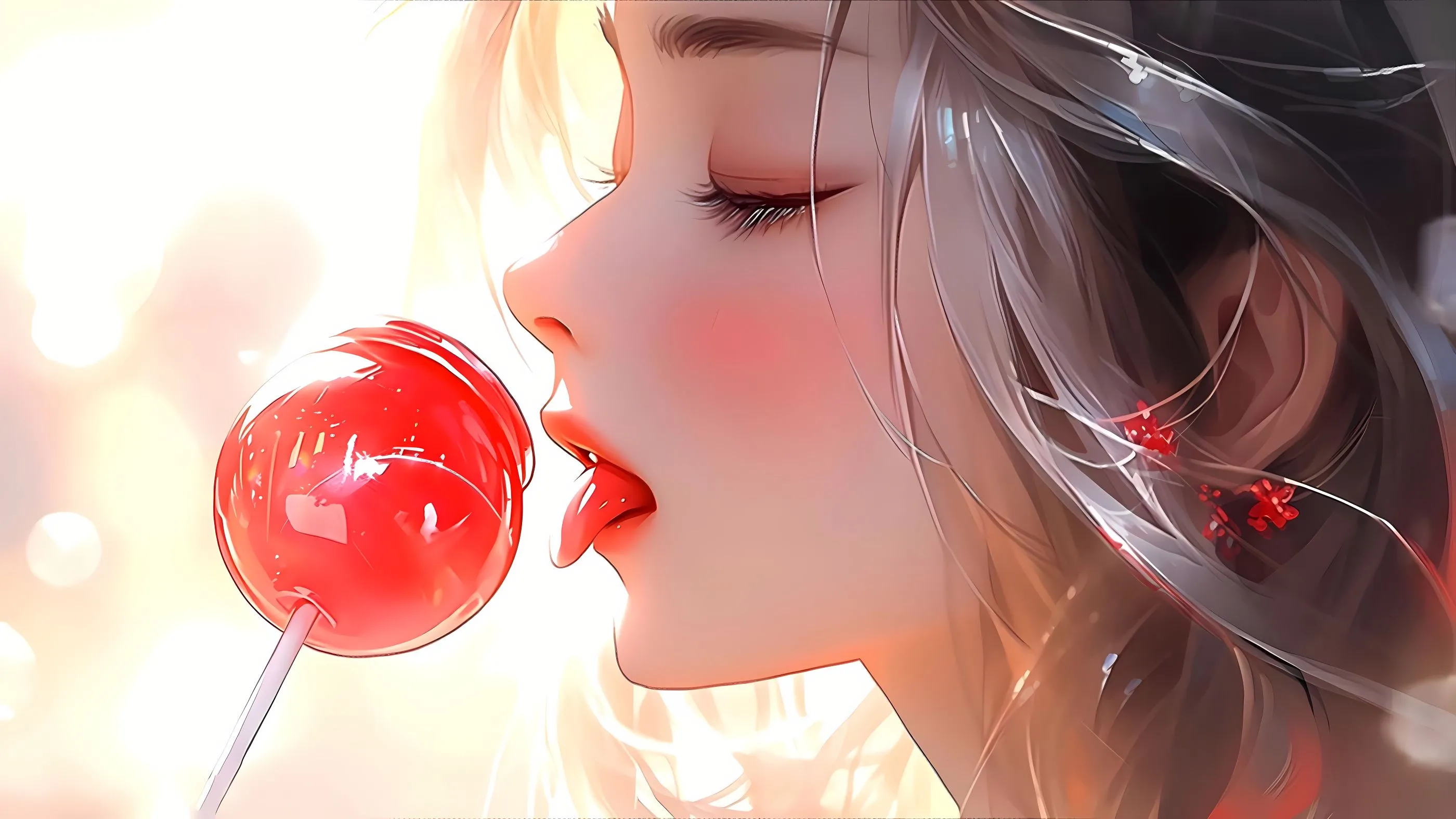 动漫 动漫少女 棒棒糖 壁纸预览