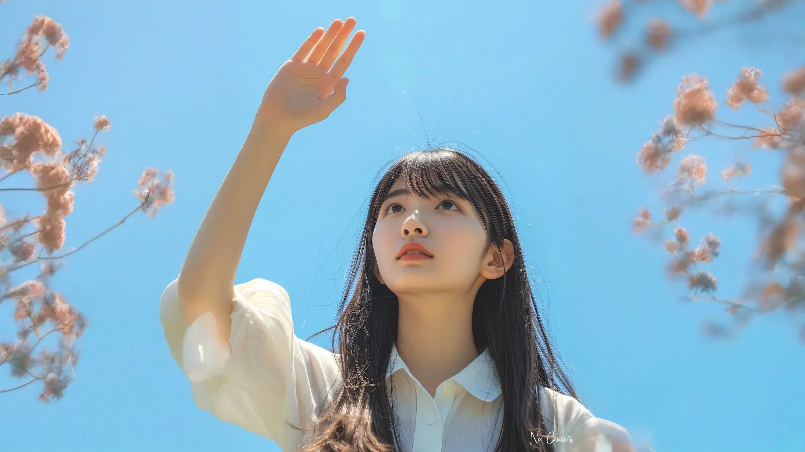美女 樱花树下的女生 高颜值 ai绘画 壁纸预览