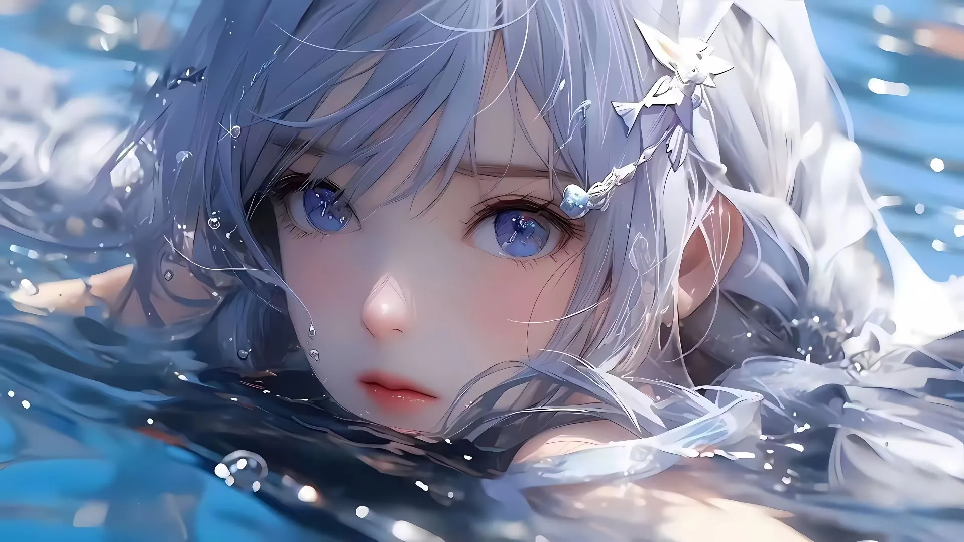 动漫 水 水下女孩 唯美 壁纸预览