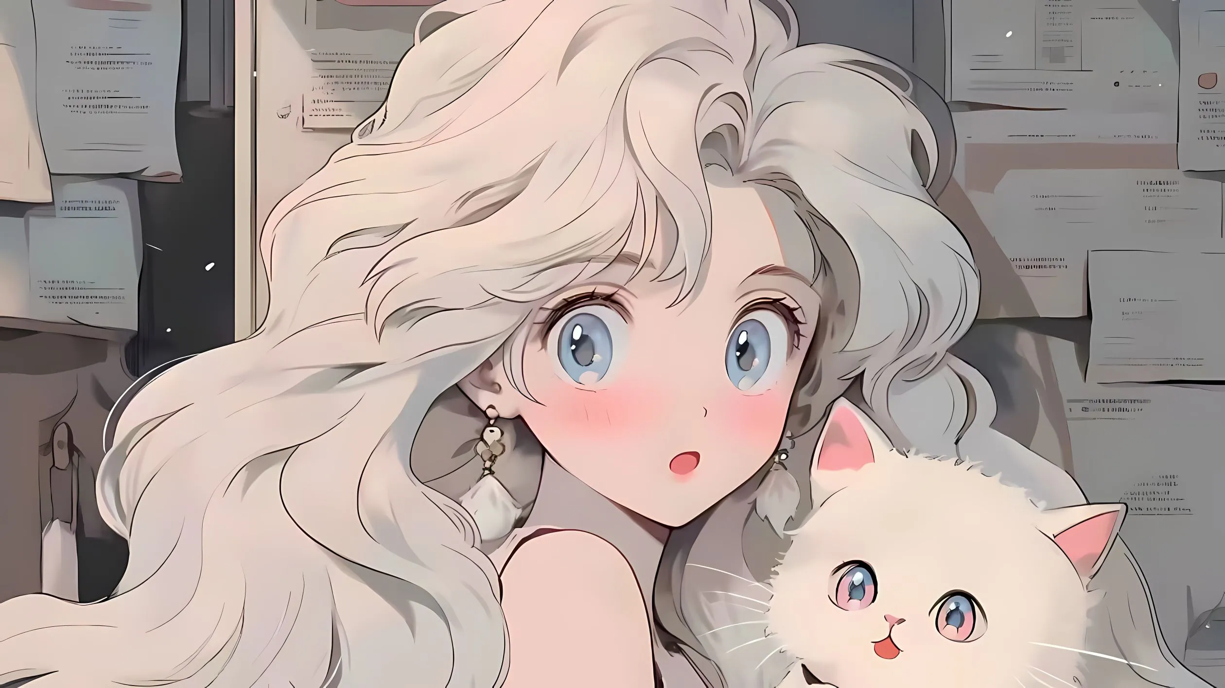 动漫 可爱女孩与可爱猫咪 唯美 可爱 壁纸预览