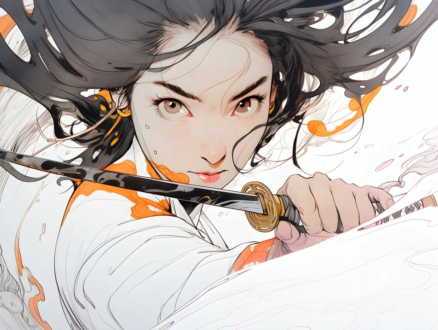 动漫 插画 女剑士 酷 壁纸预览