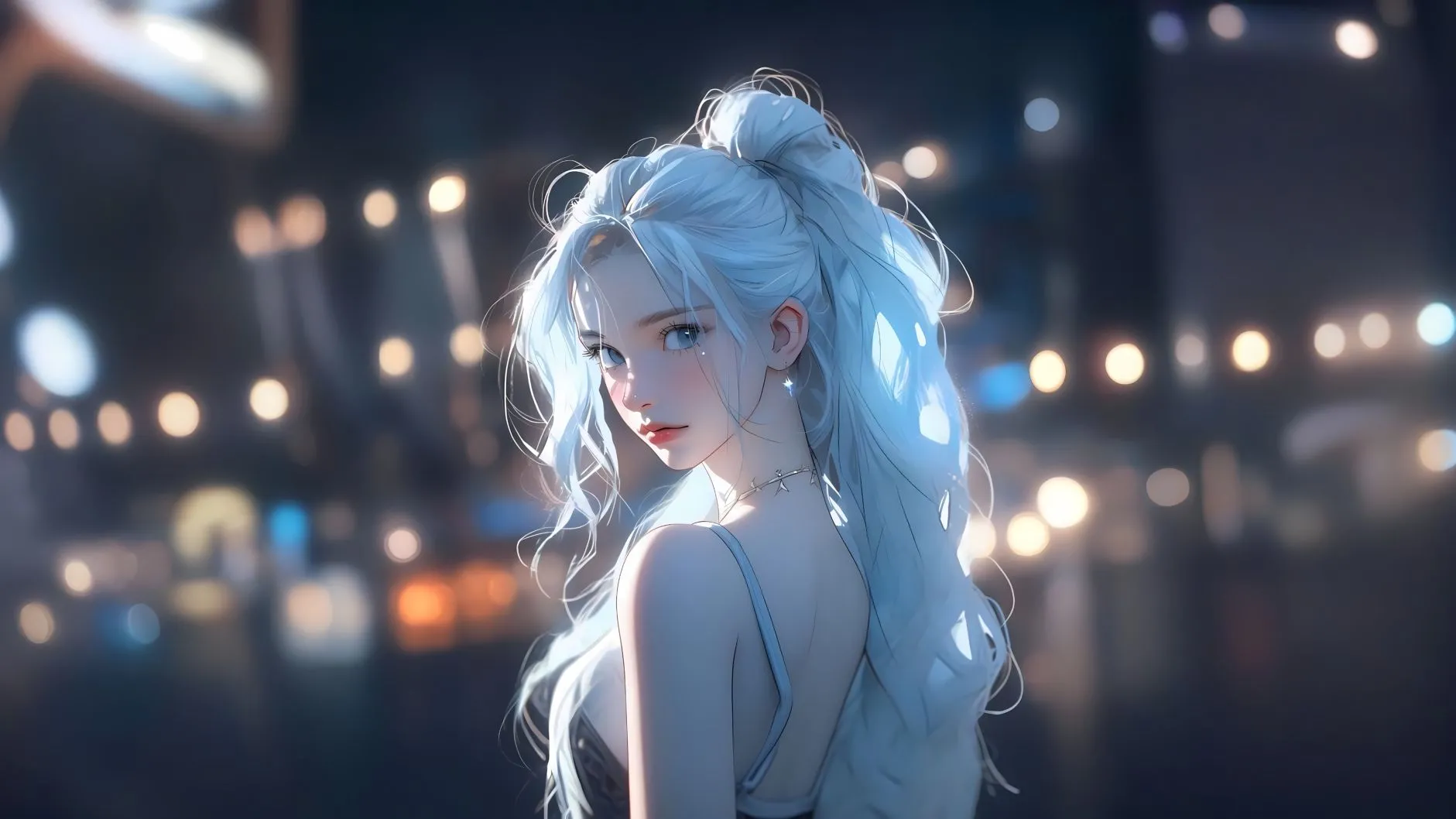 动漫 动漫少女 红唇白发少女 女神 气质 壁纸预览
