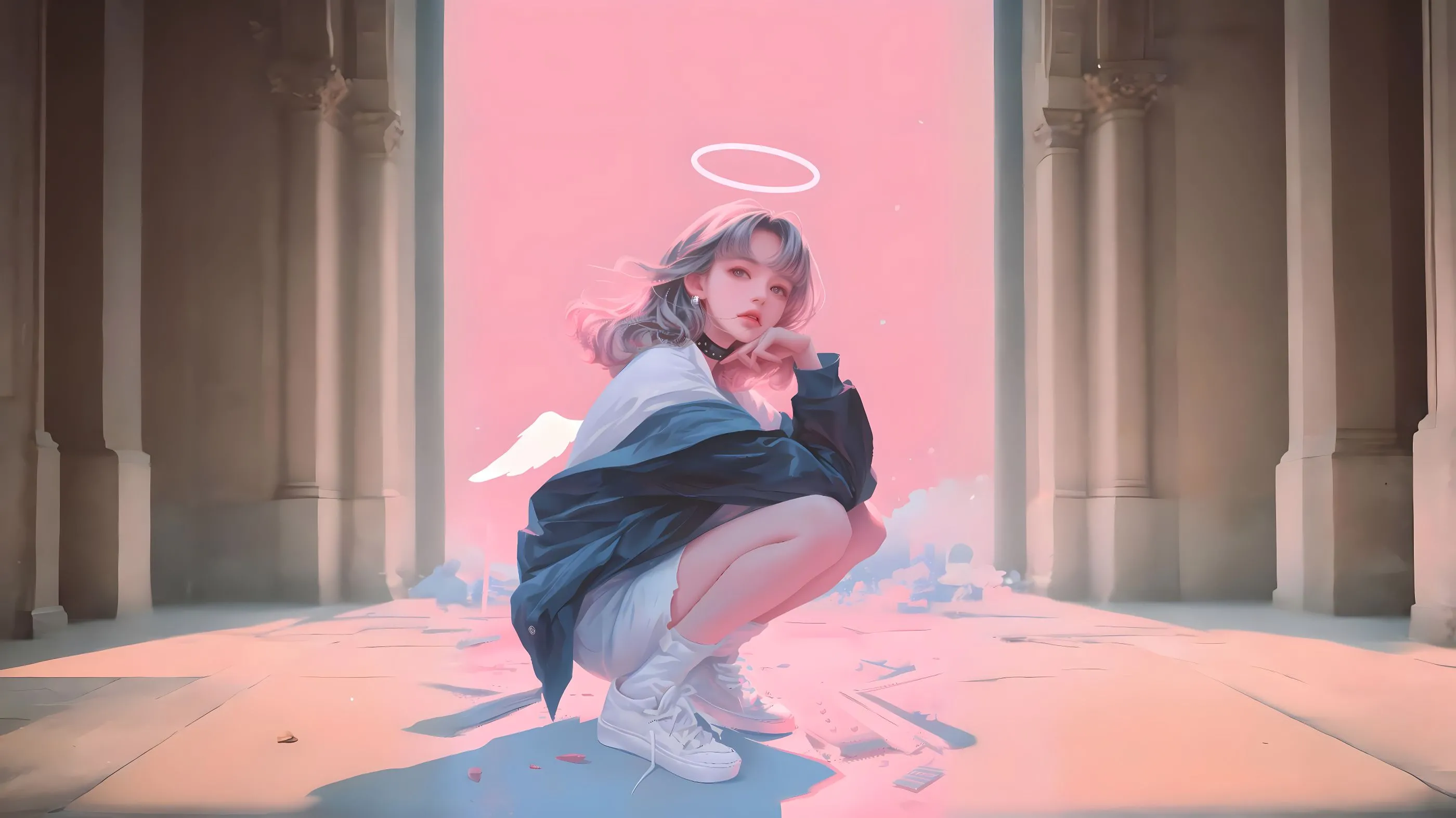 动漫 天使少女 粉发少女 壁纸预览