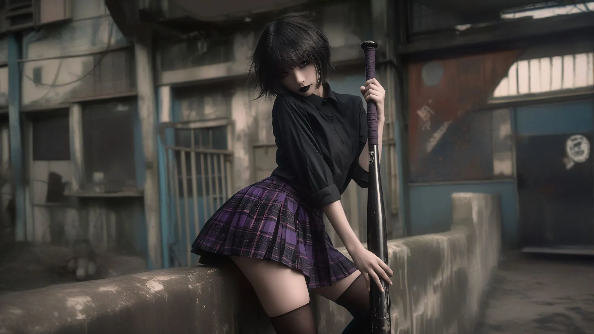 动漫 美女 暗黑系 JK制服少女 壁纸预览