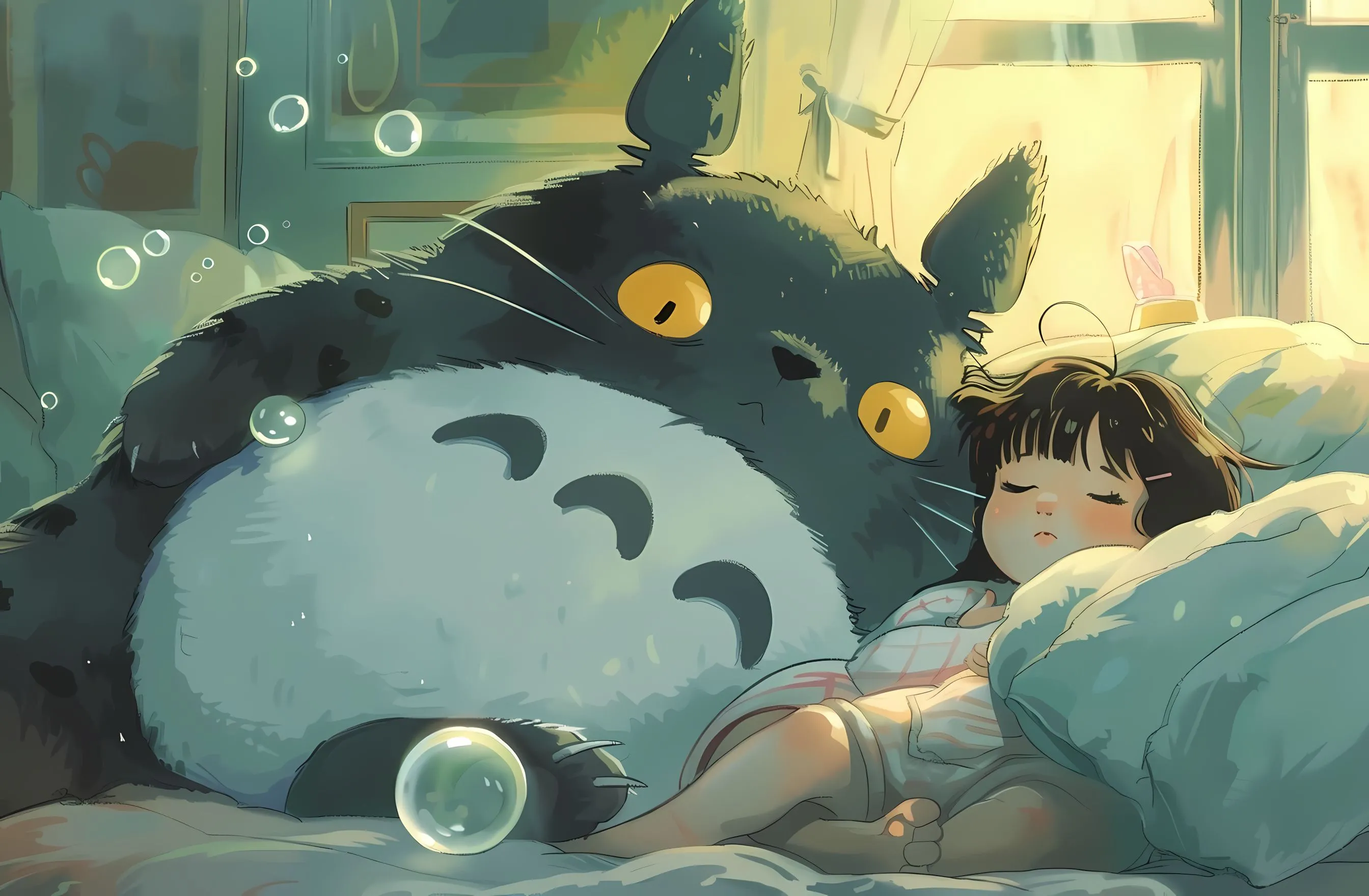 动漫 可爱 龙猫 小女孩 壁纸预览