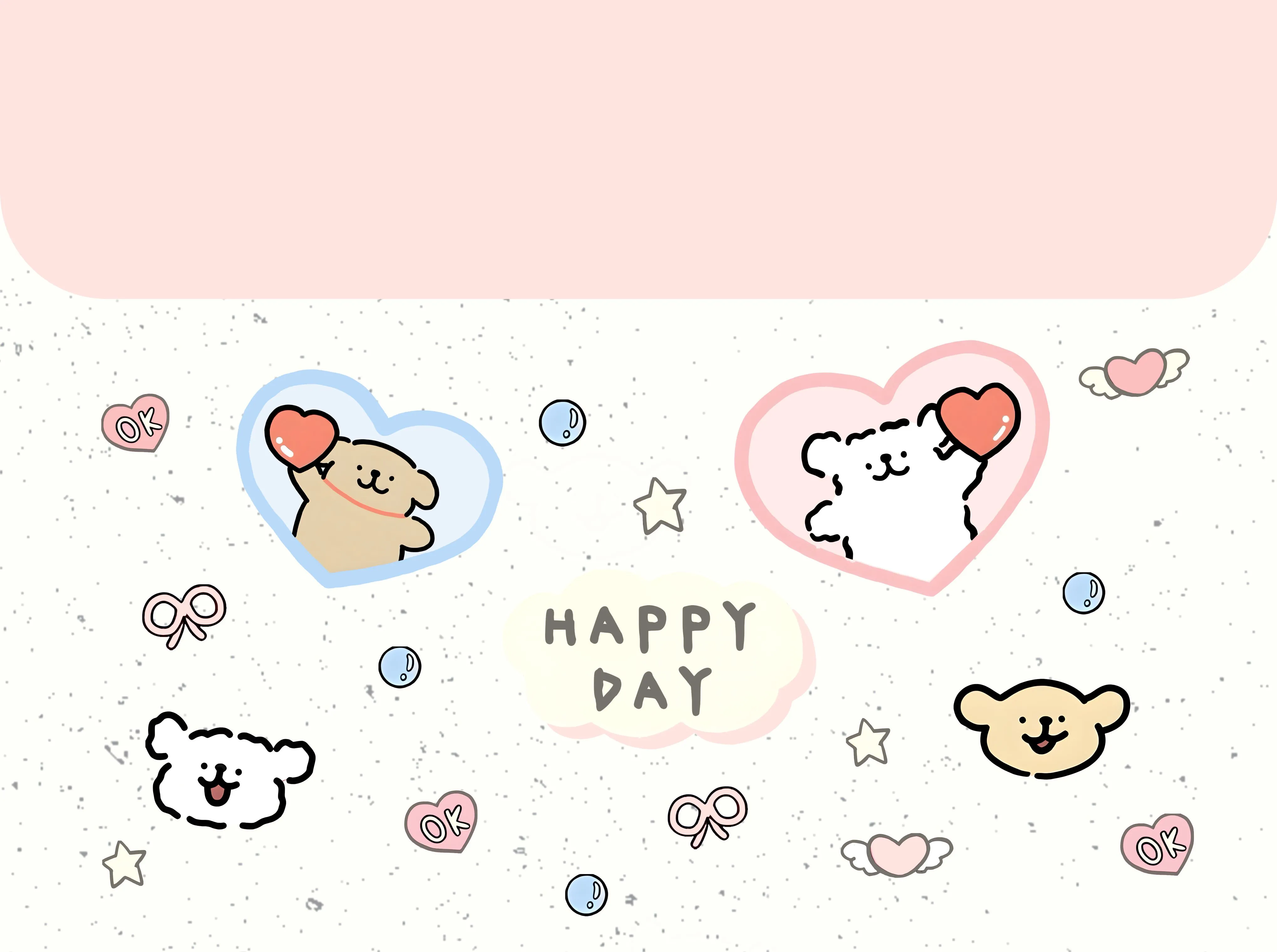 插画 线条小狗 可爱 Happy 壁纸预览
