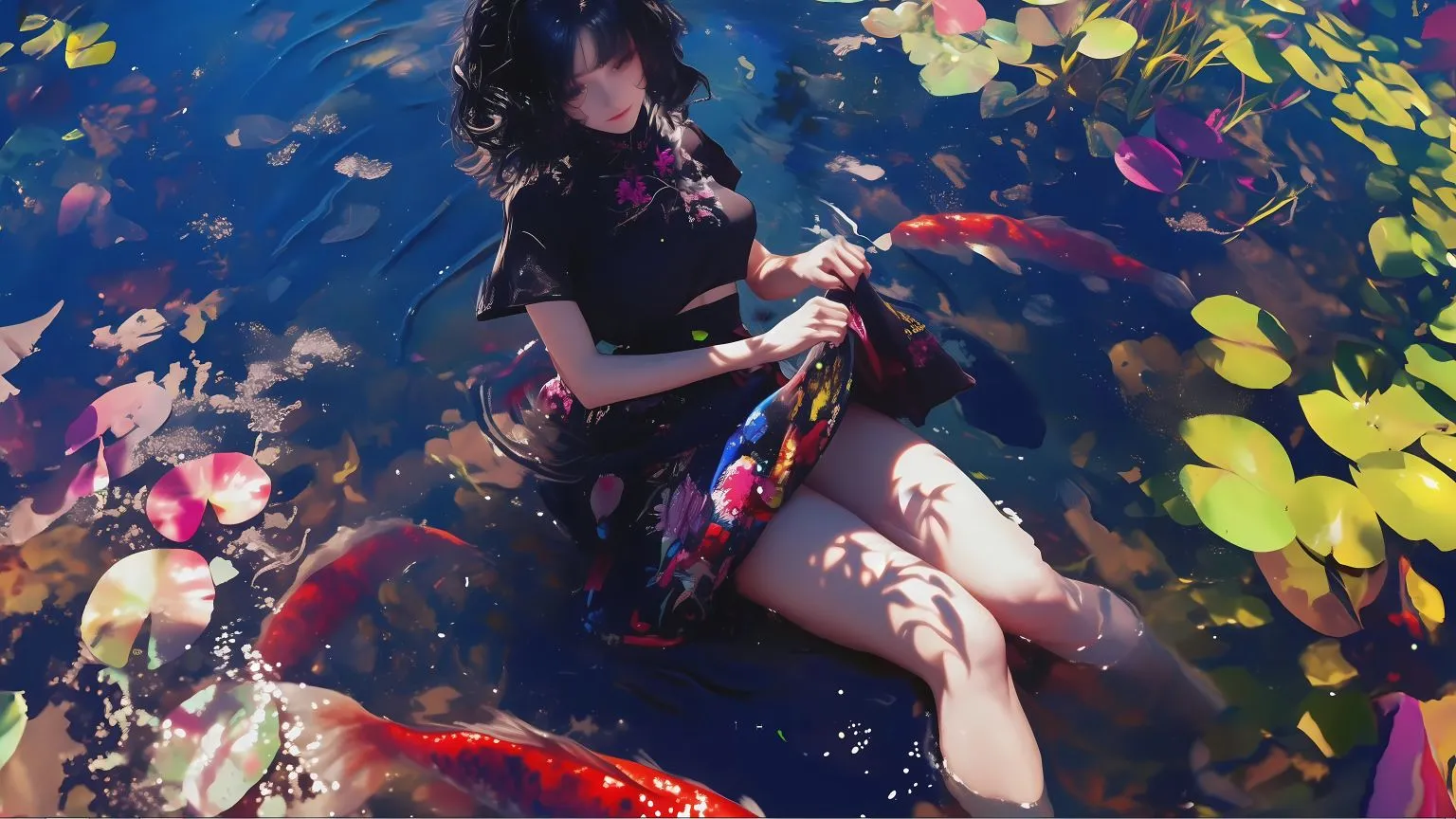 动漫 动漫少女 国风潮流 水中少女 壁纸预览