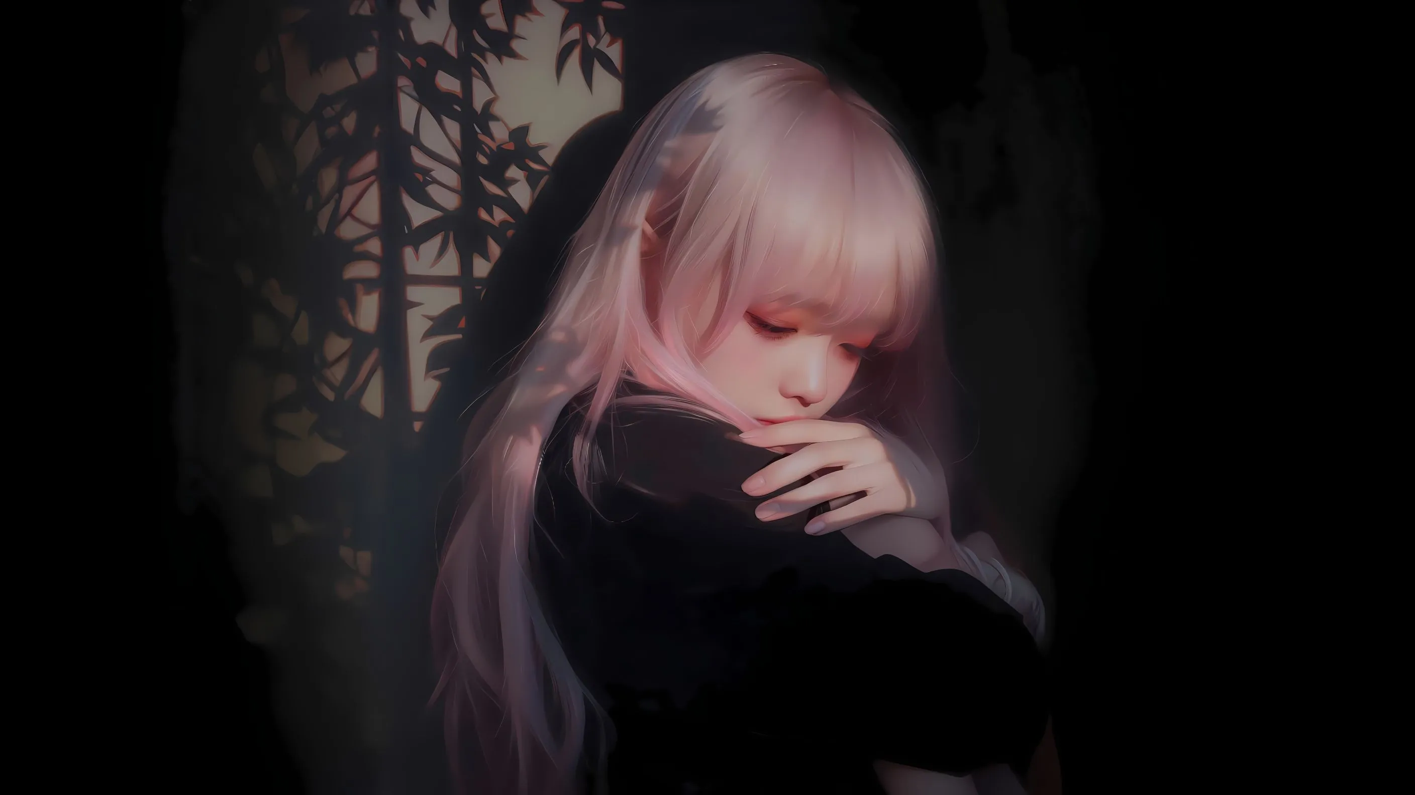 动漫 动漫少女 粉发少女 竹 壁纸预览