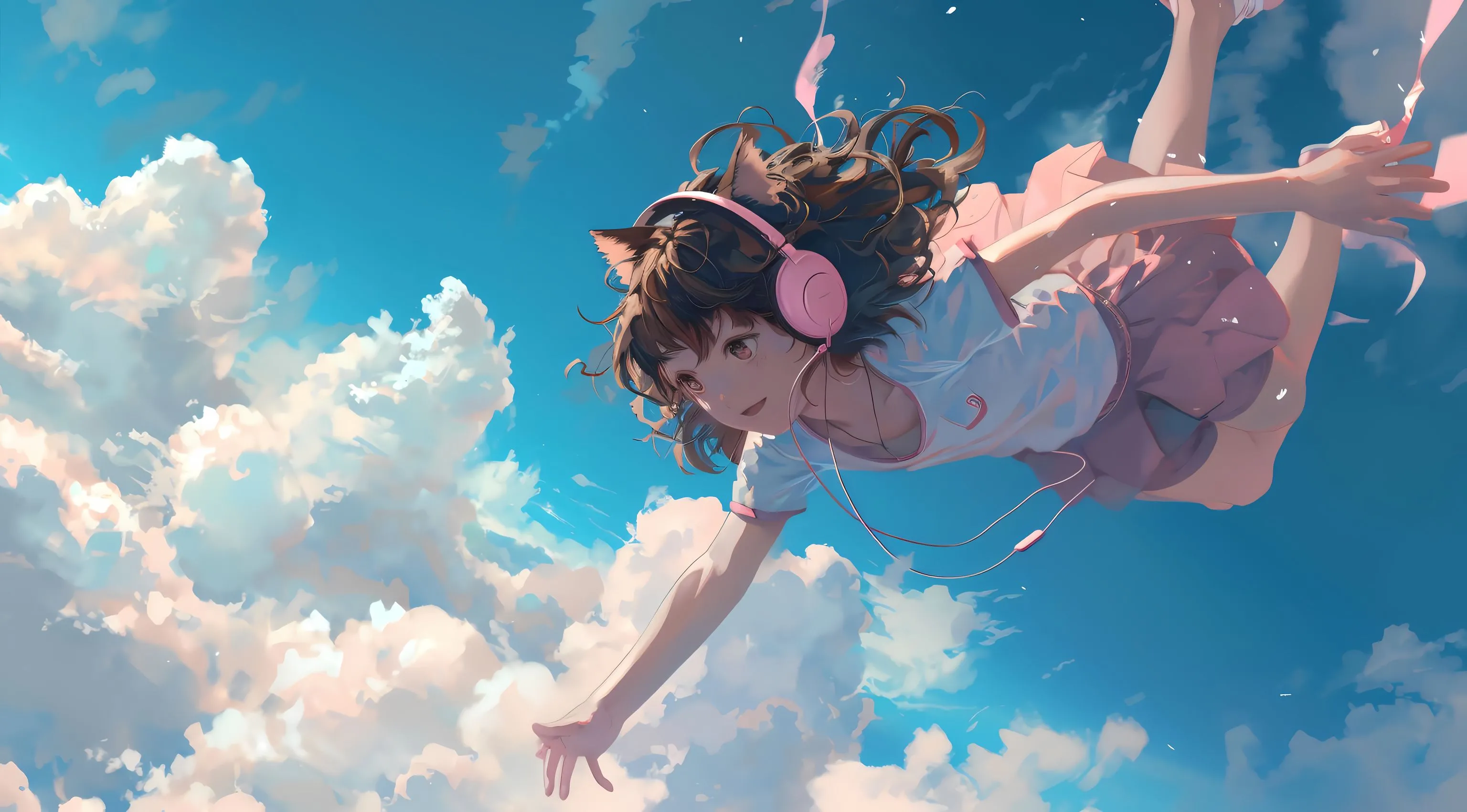 动漫 插画 天空 元气少女 治愈 壁纸预览
