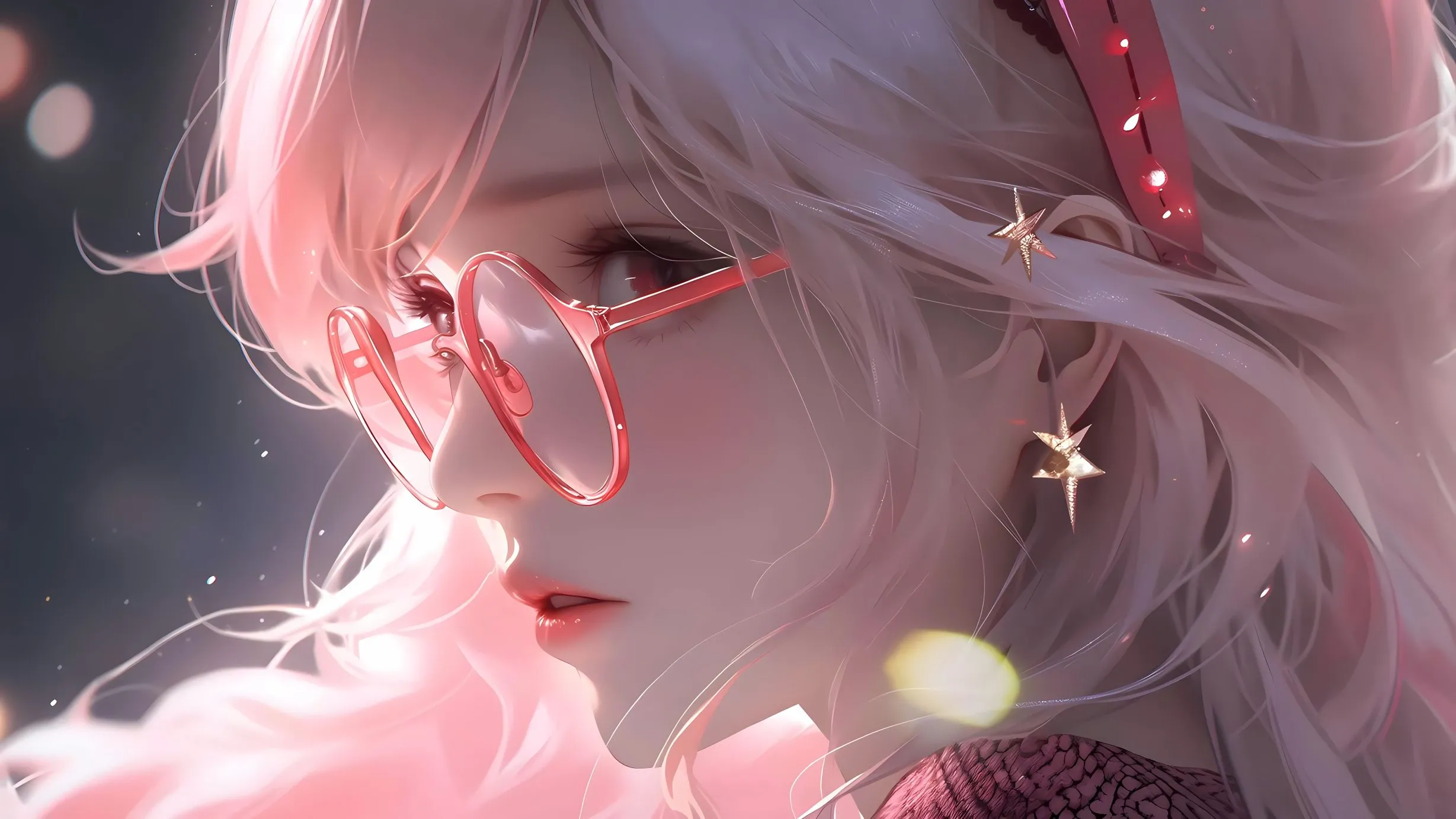 动漫 美女 文艺 粉发少女 星星女孩 壁纸预览