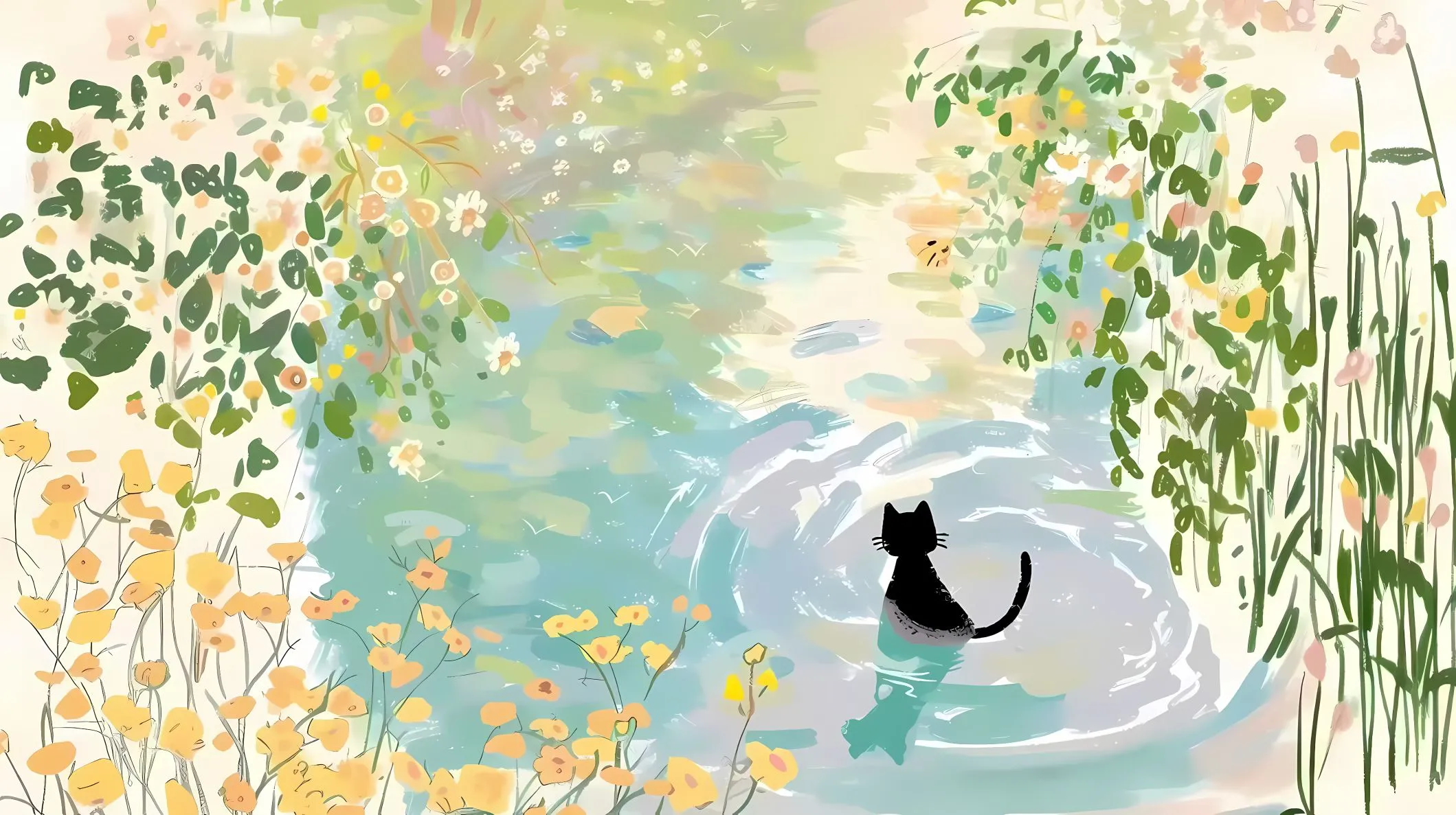 插画 猫猫 治愈 手绘 壁纸预览