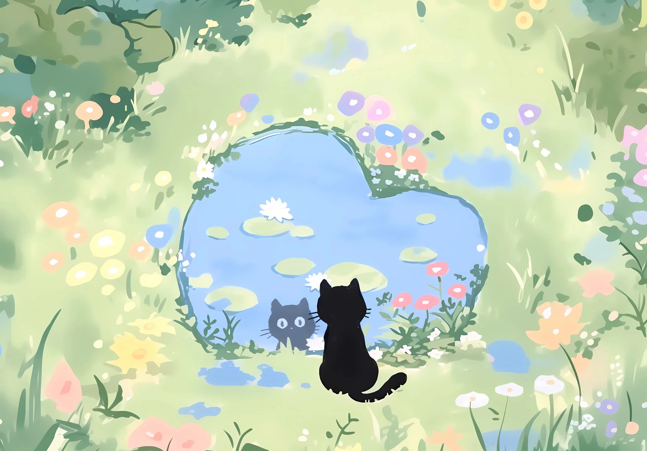 插画 猫猫 可爱 卡通 壁纸预览