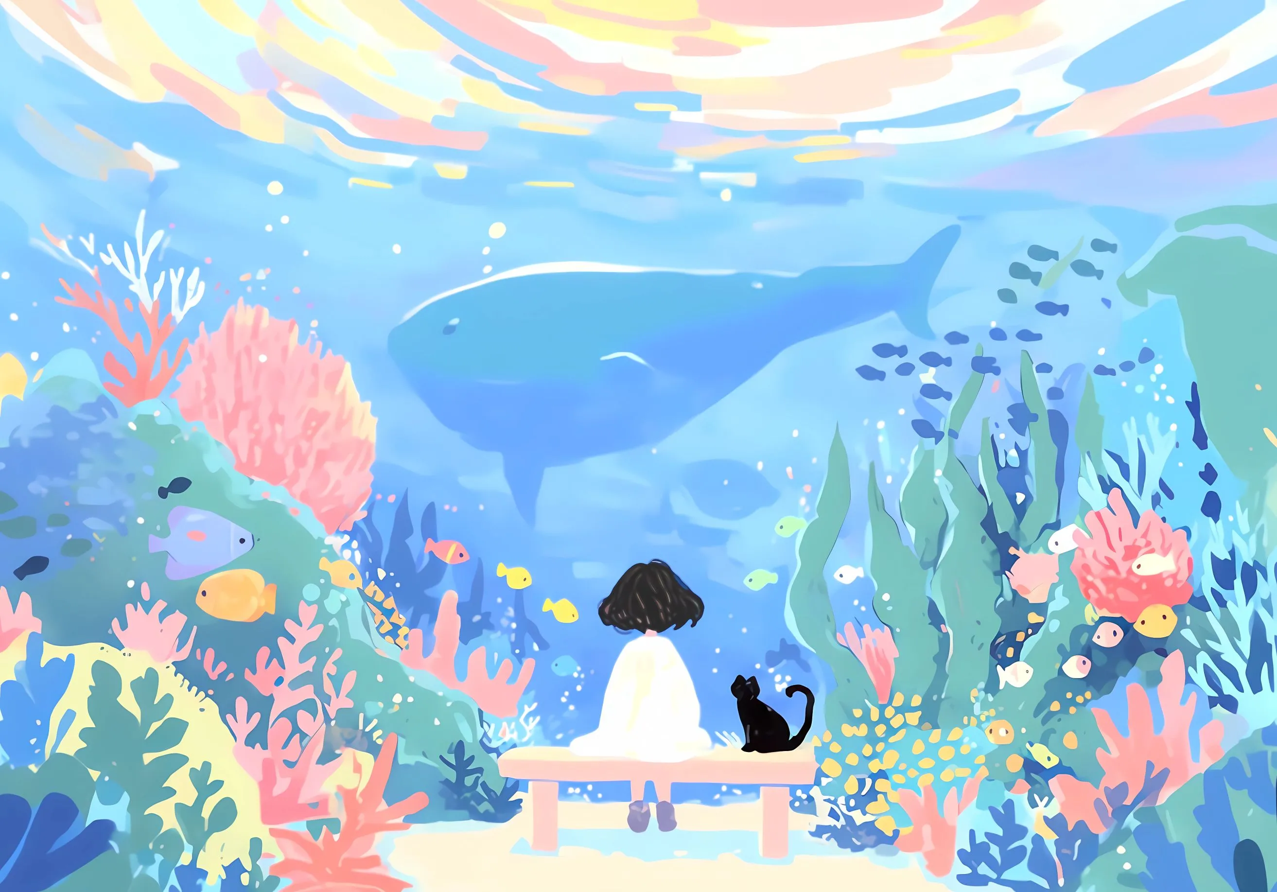 插画 大海 手绘 梦幻 壁纸预览