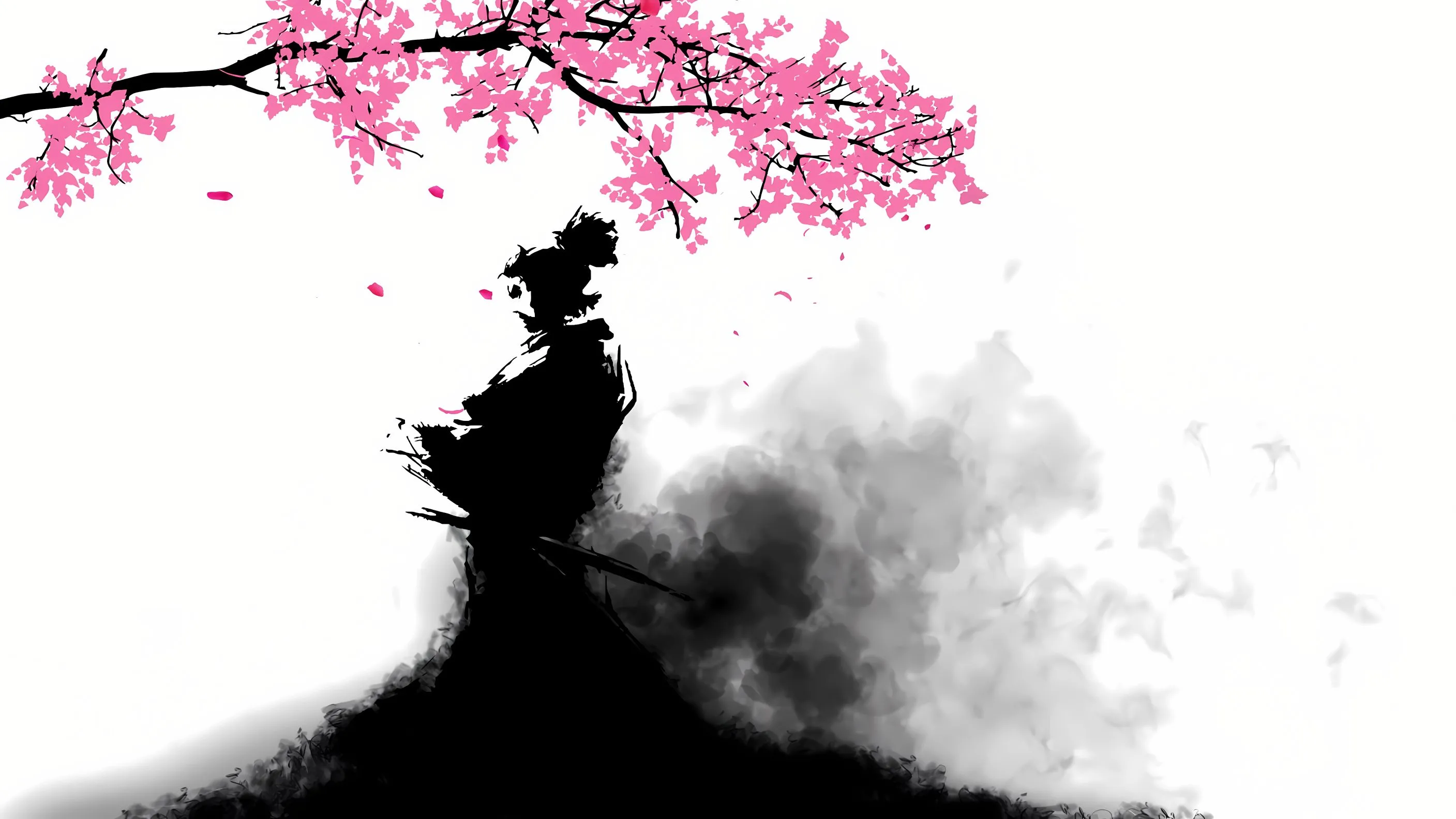 插画 水墨画 桃花寻剑客 壁纸预览