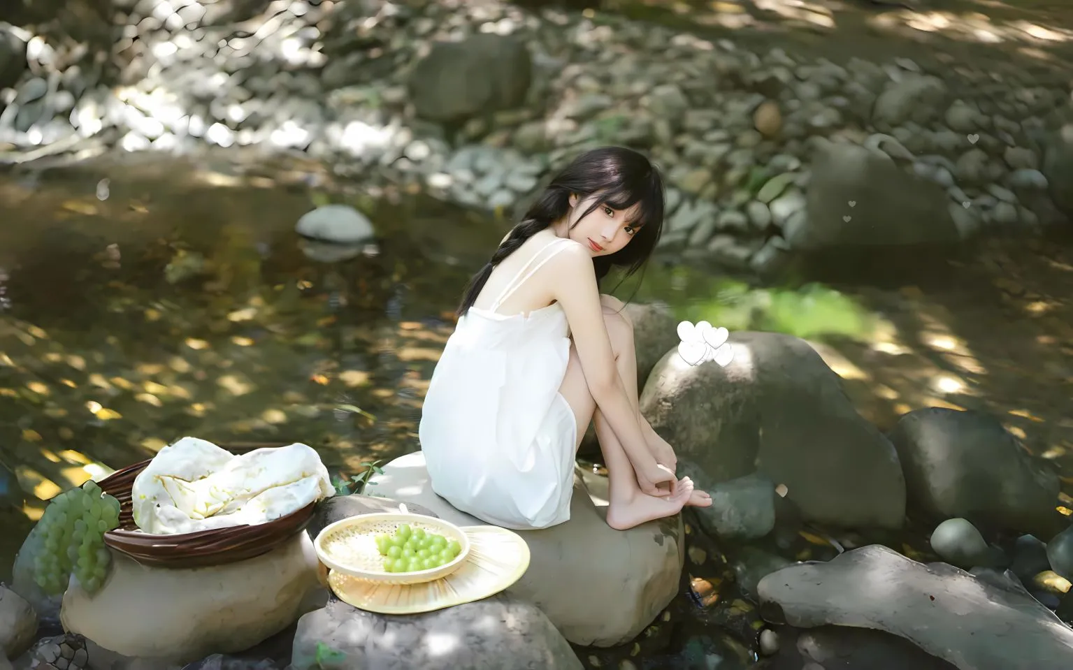 美女 高颜值 氛围感 水中倒影 壁纸预览
