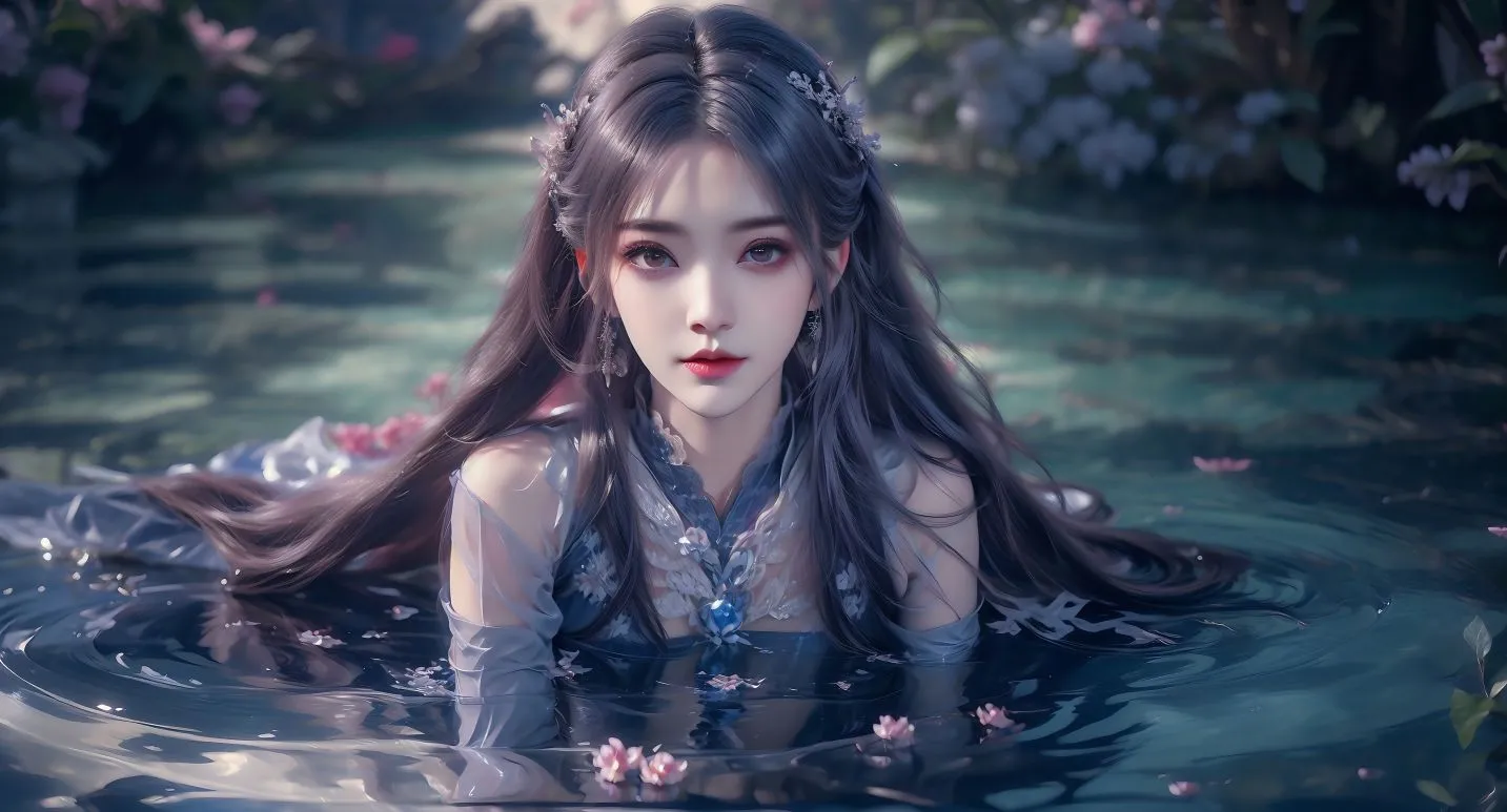 动漫 国漫女主角 女神 水中少女 紫发少女 壁纸预览