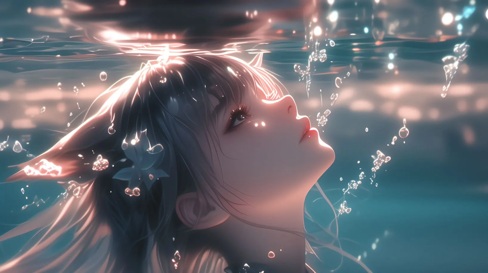 动漫 美女 唯美 水中少女 壁纸预览