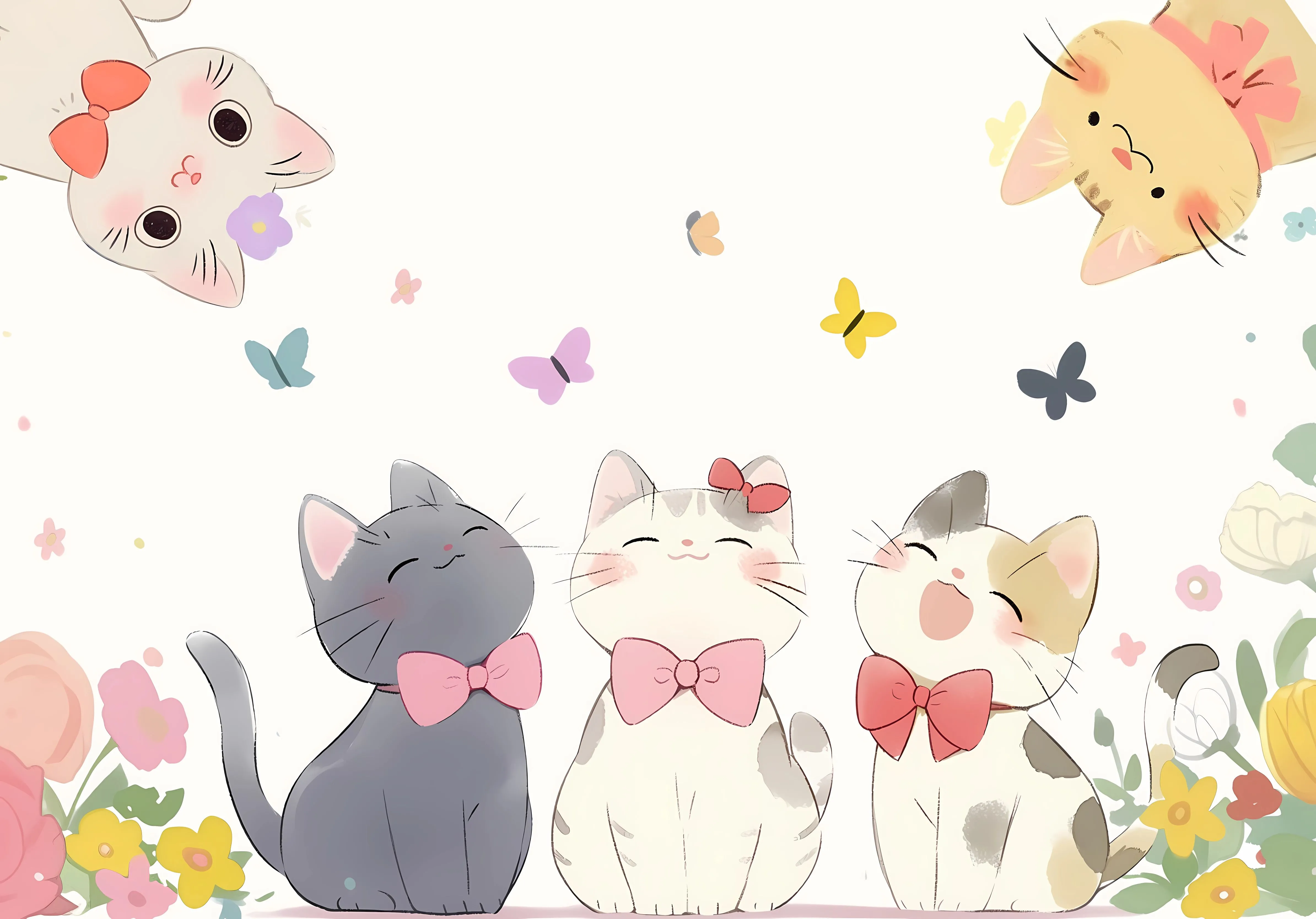 卡通 猫猫 可爱 治愈 壁纸预览