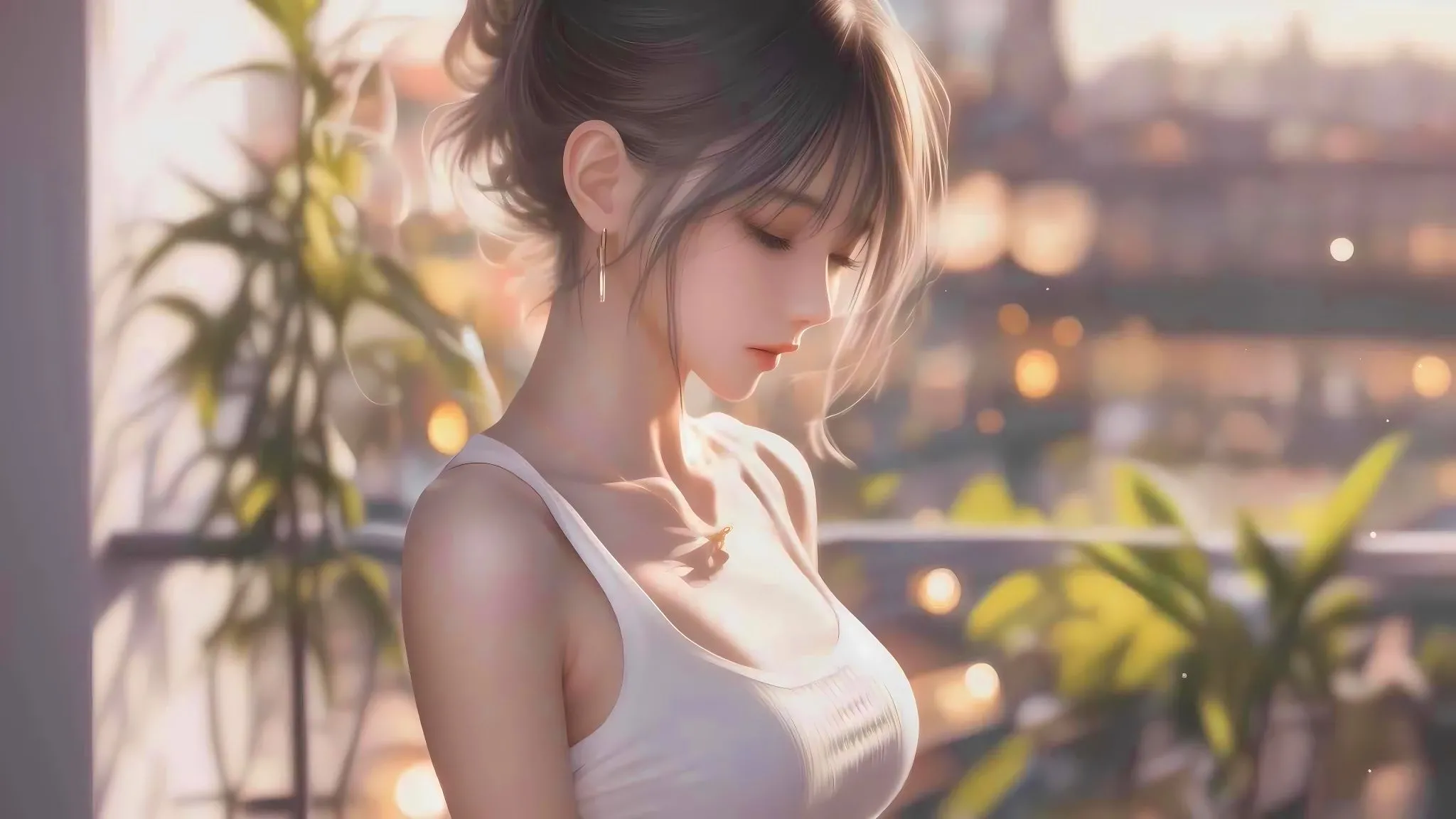 动漫 ai绘画 美女 高颜值 阳光下的青春少女 壁纸预览