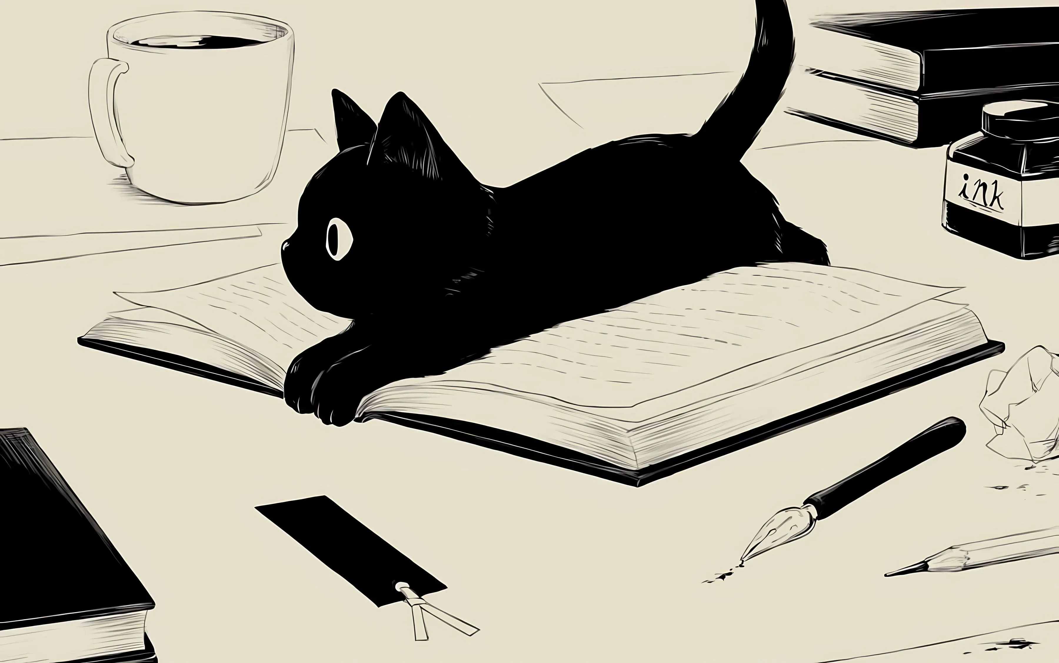 卡通 猫咪 慵懒感 可爱 壁纸预览