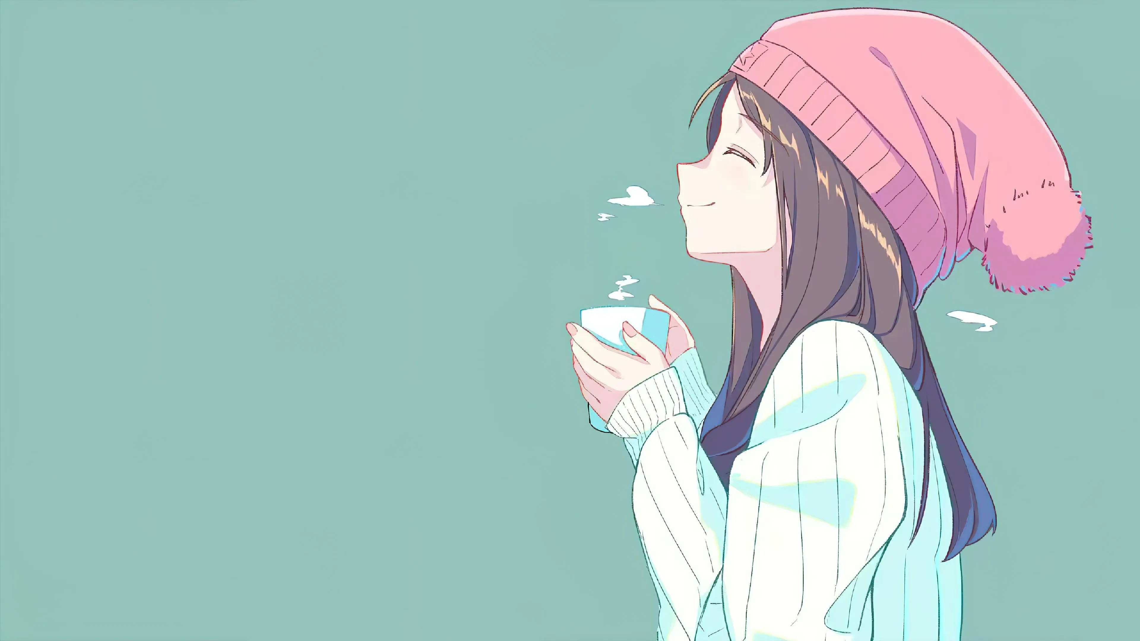 卡通 吃东西的少女 治愈 壁纸预览