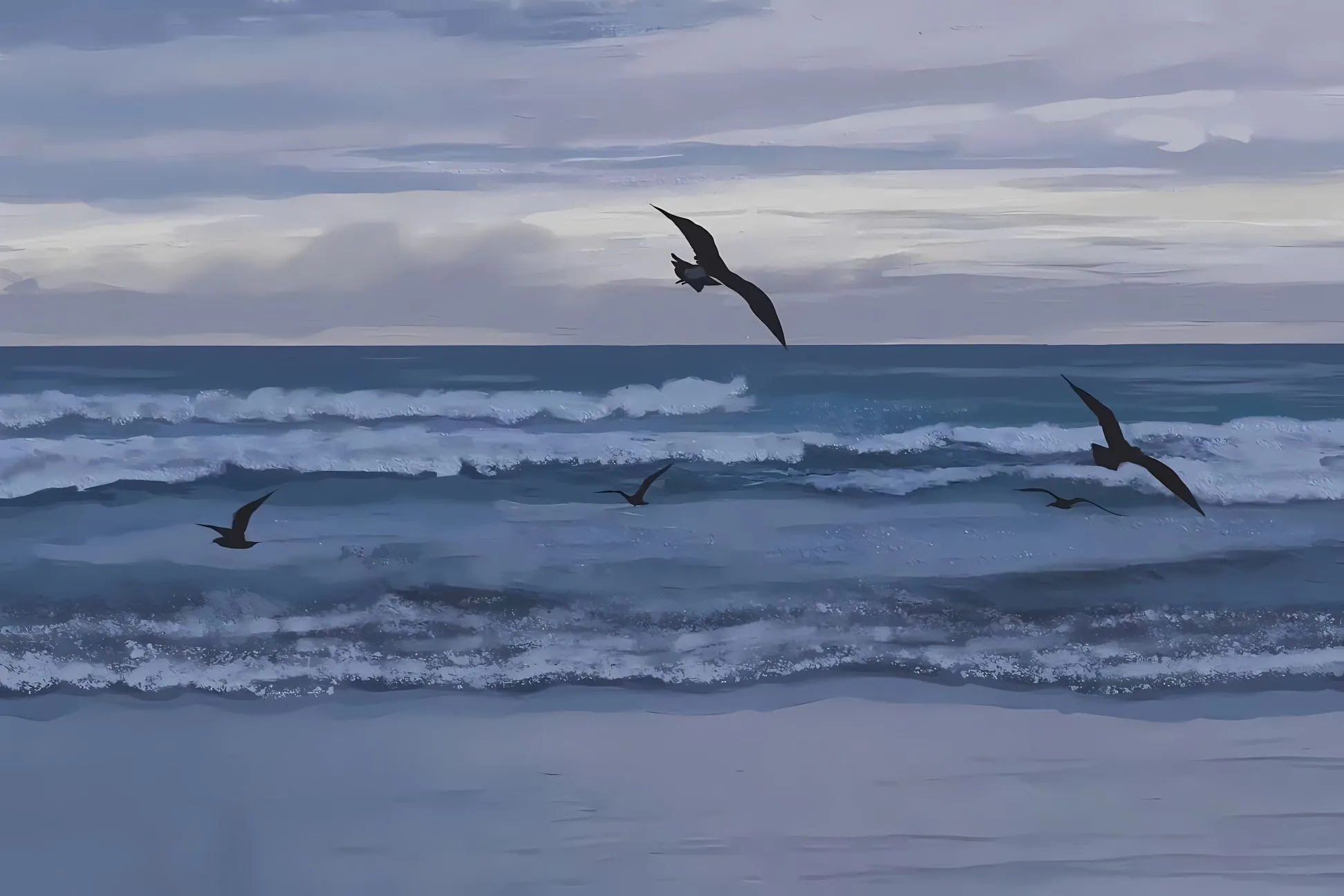 风景 大海 海 海鸥 壁纸预览
