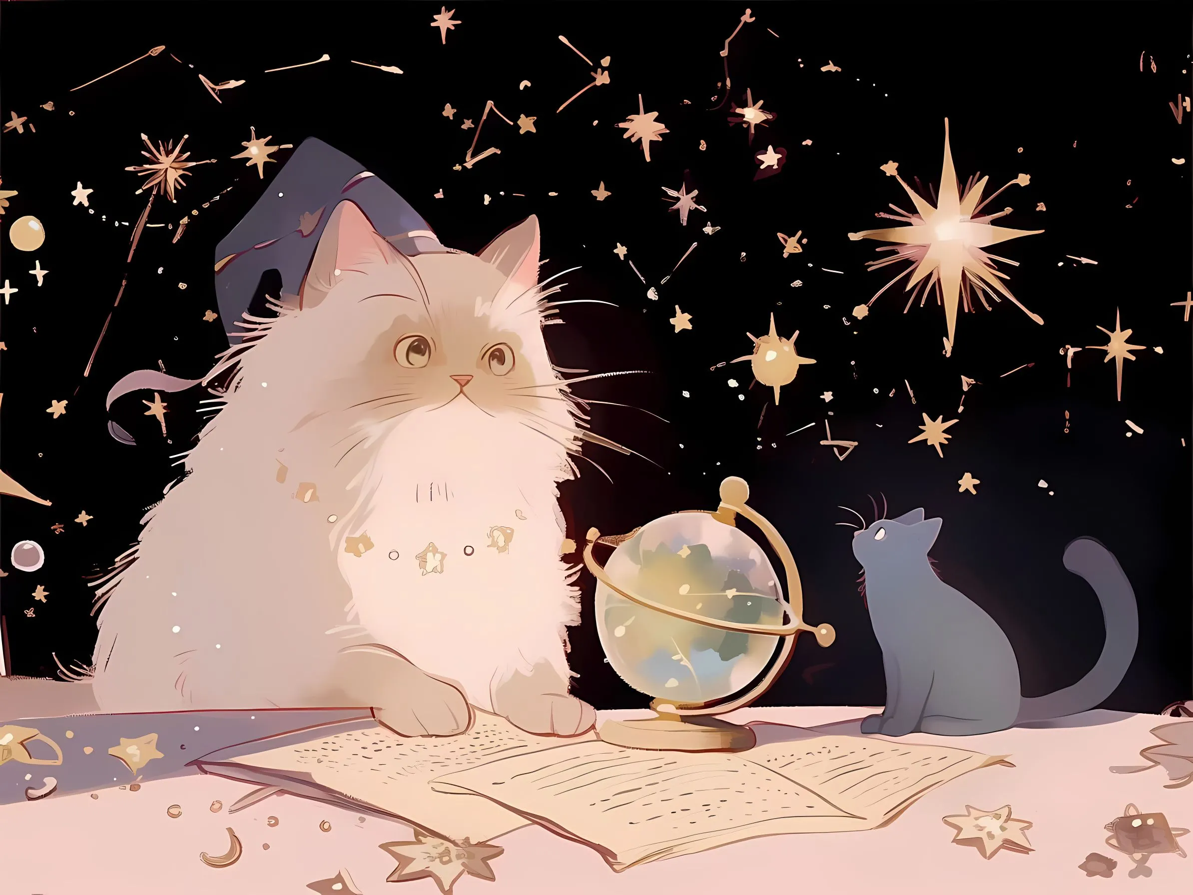 动漫 猫咪 可爱 星星 壁纸预览