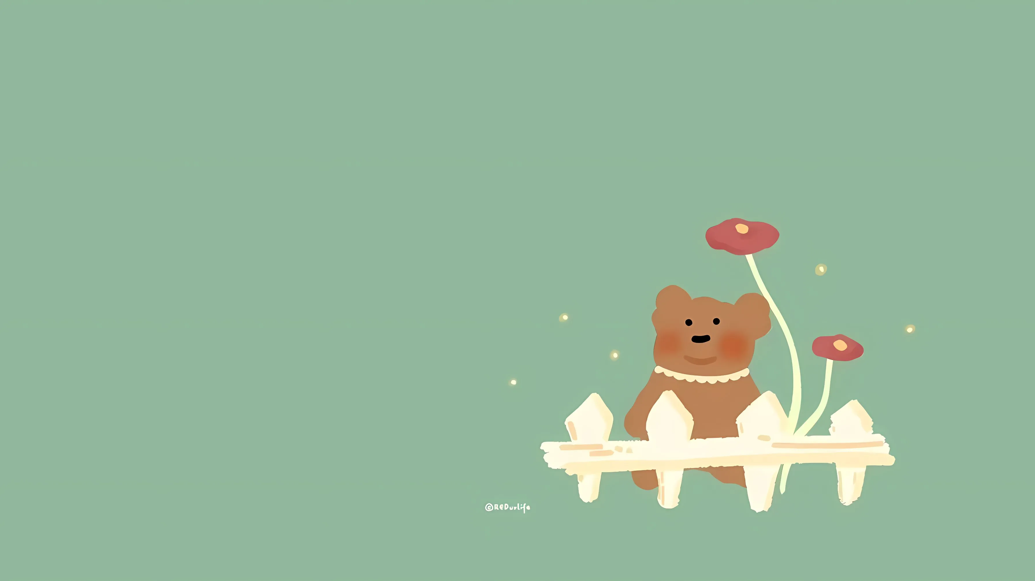 插画 小熊 绿色背景 治愈 简约 壁纸预览