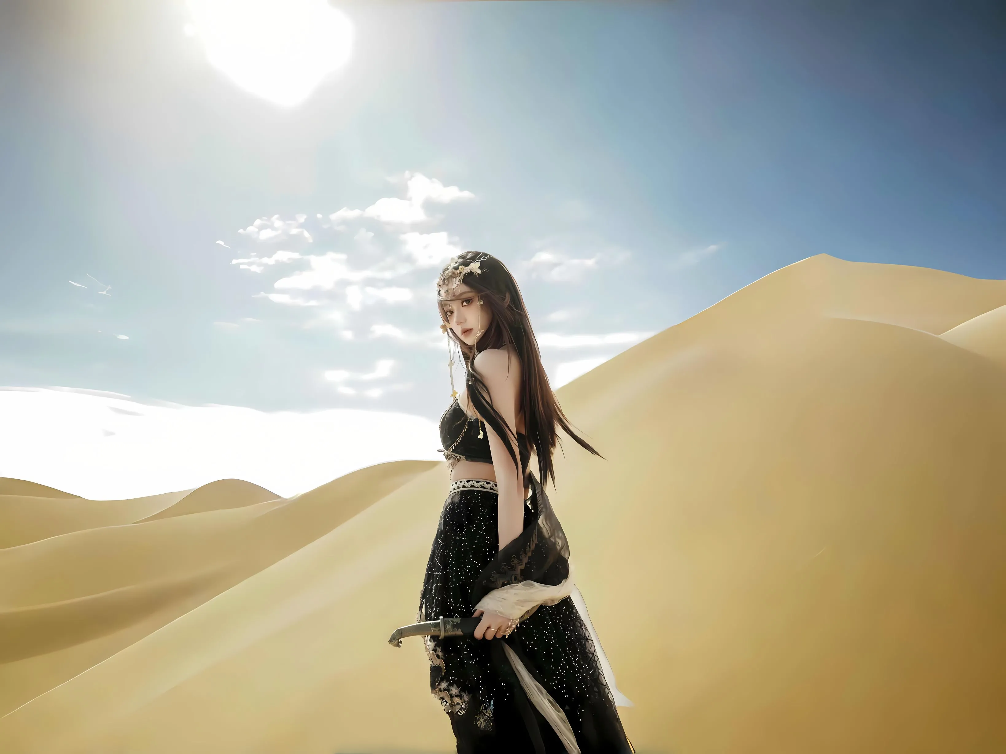 美女 高颜值 氛围感写真 沙漠公主 壁纸预览