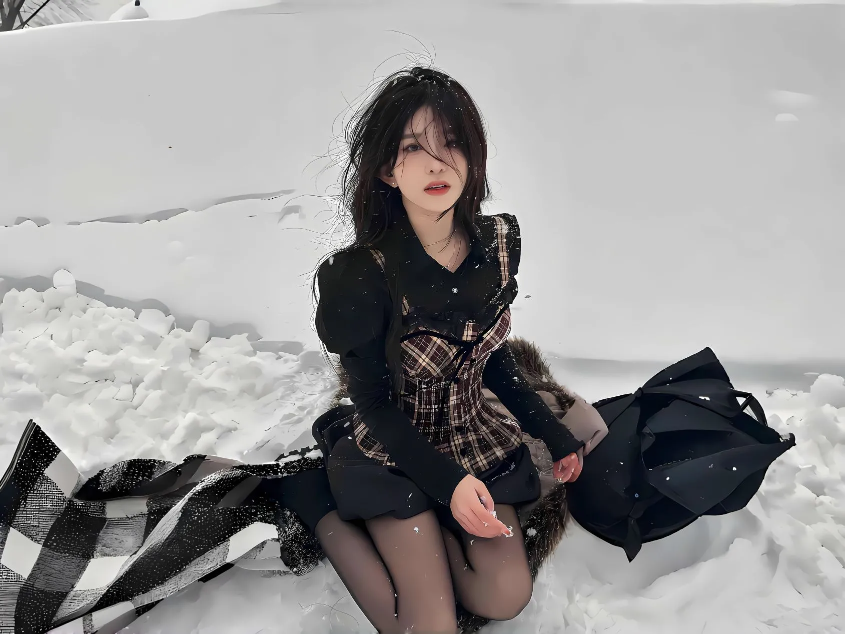 美女 唯美 高颜值 雪 壁纸预览