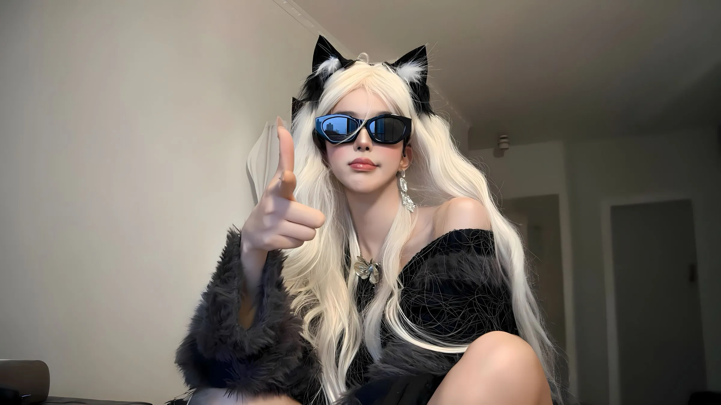 美女 猫耳少女 气质傲娇少女 甜酷女孩 壁纸预览