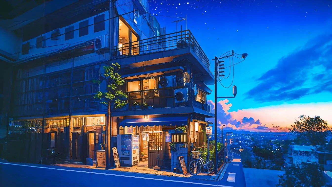 动漫 动漫场景 动漫城市夜景 治愈 唯美 壁纸预览