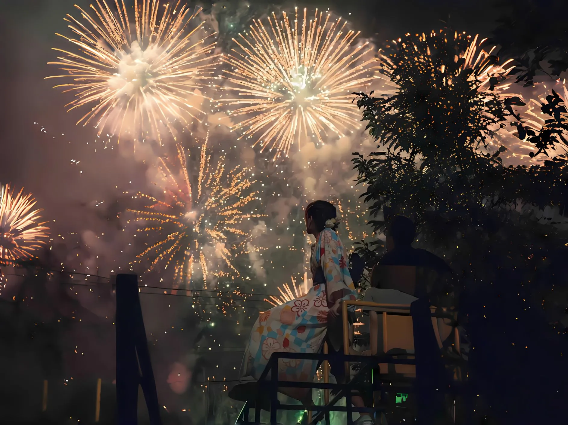 美女 唯美 氛围感 烟花 壁纸预览