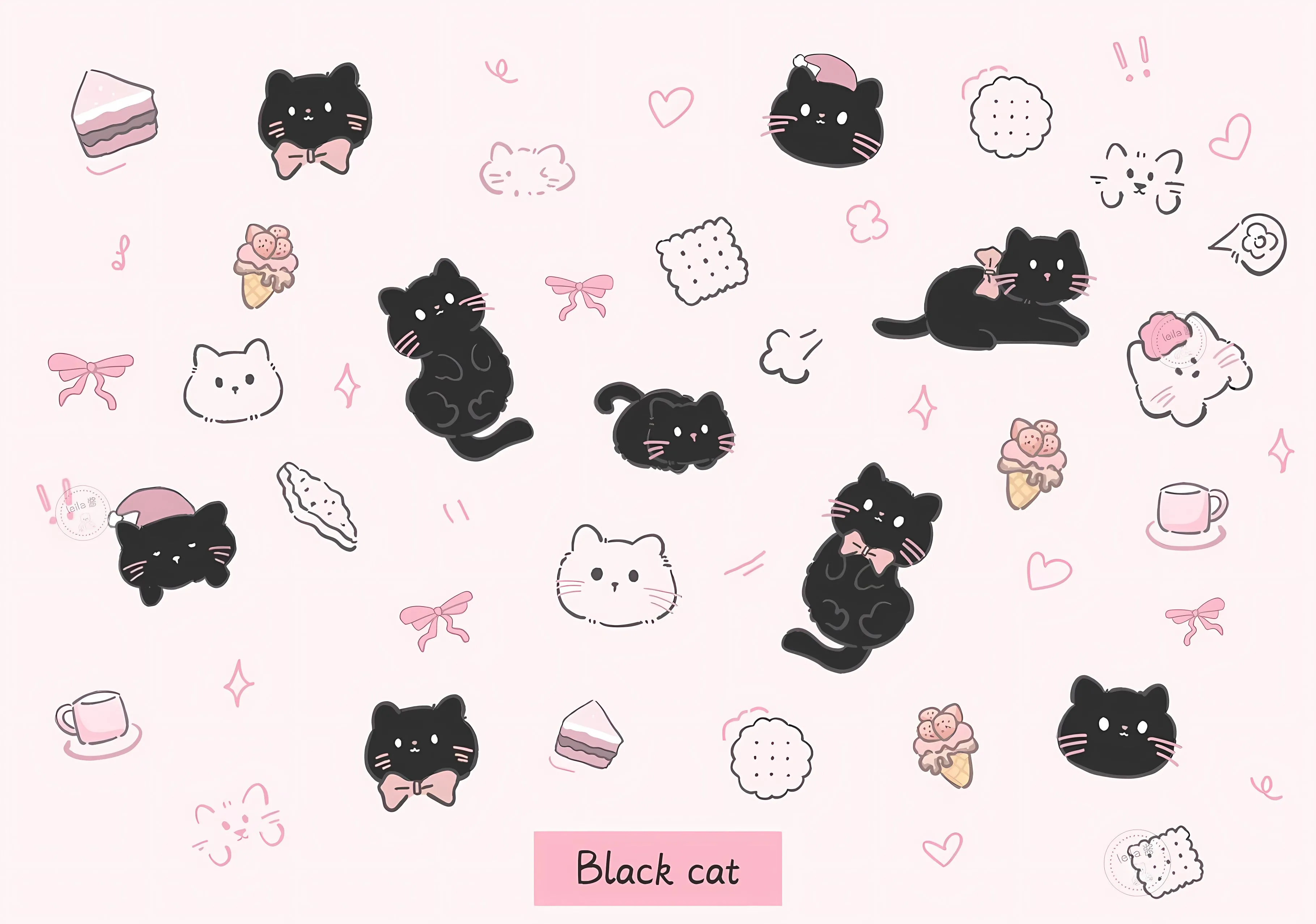 卡通 可爱 猫猫 平铺 壁纸预览