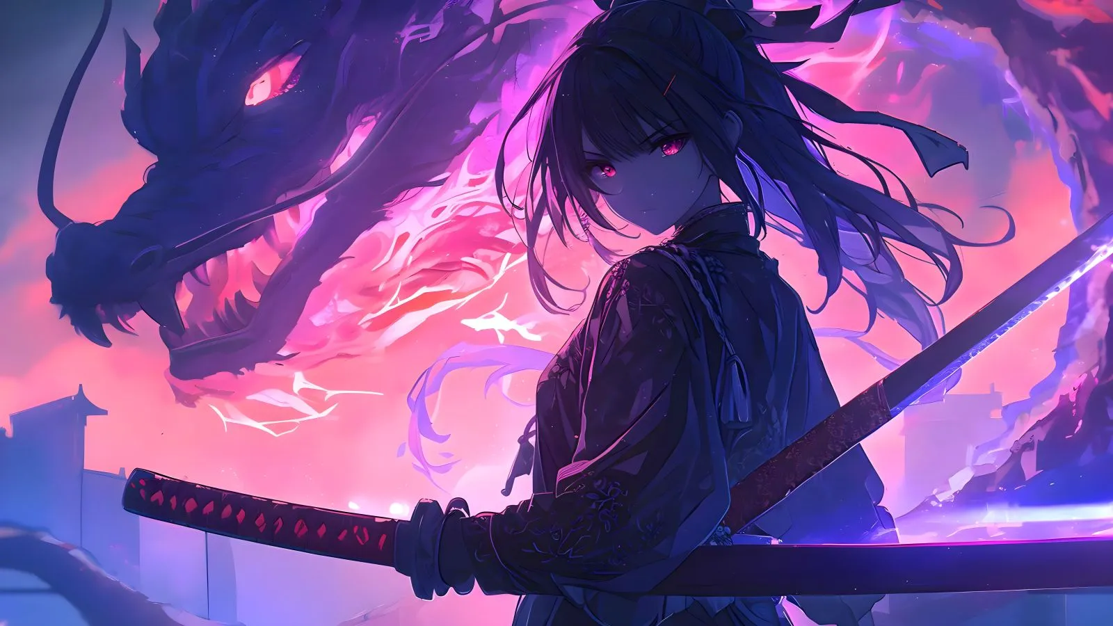 动漫 紫眸少女 紫幻 女剑士 壁纸预览