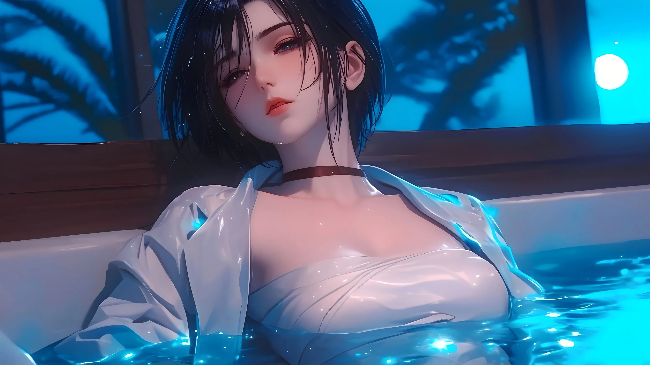 动漫 动漫少女 性感泳池少女 壁纸预览