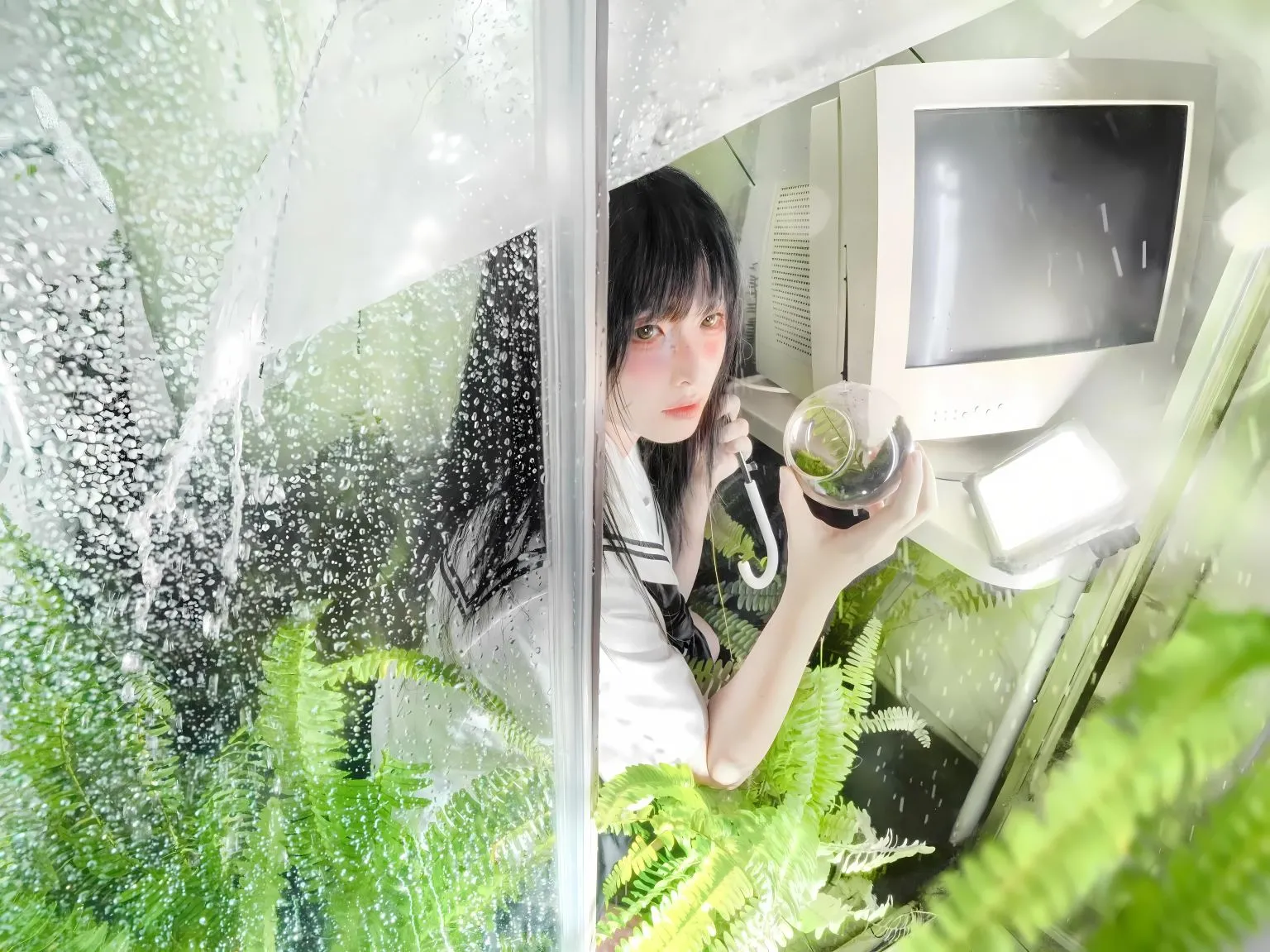 美女 绿色 少女 氛围感 壁纸预览